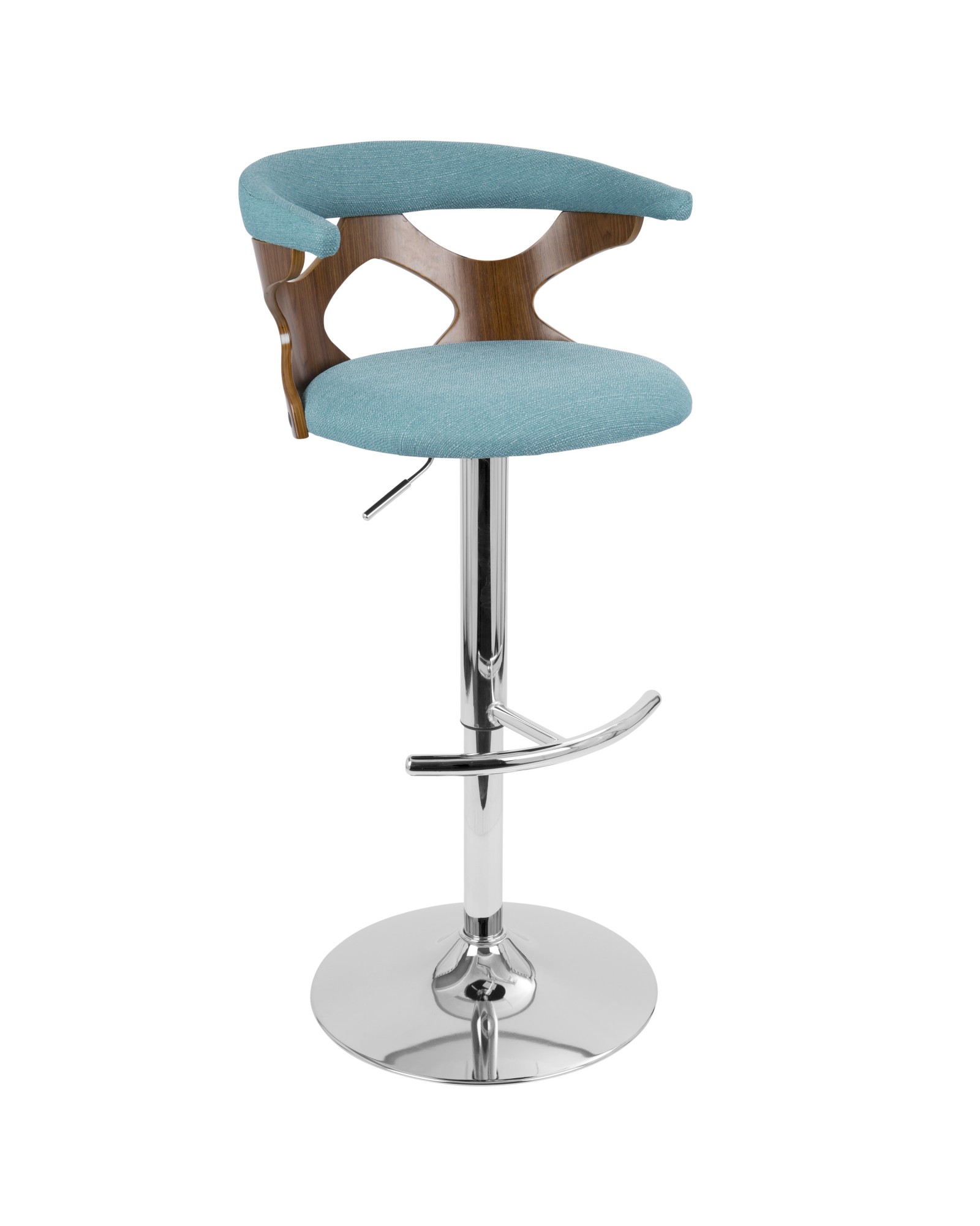 Gardenia Mid-Century Modern Adjustable Barstool with Swivel in Walnut and Teal