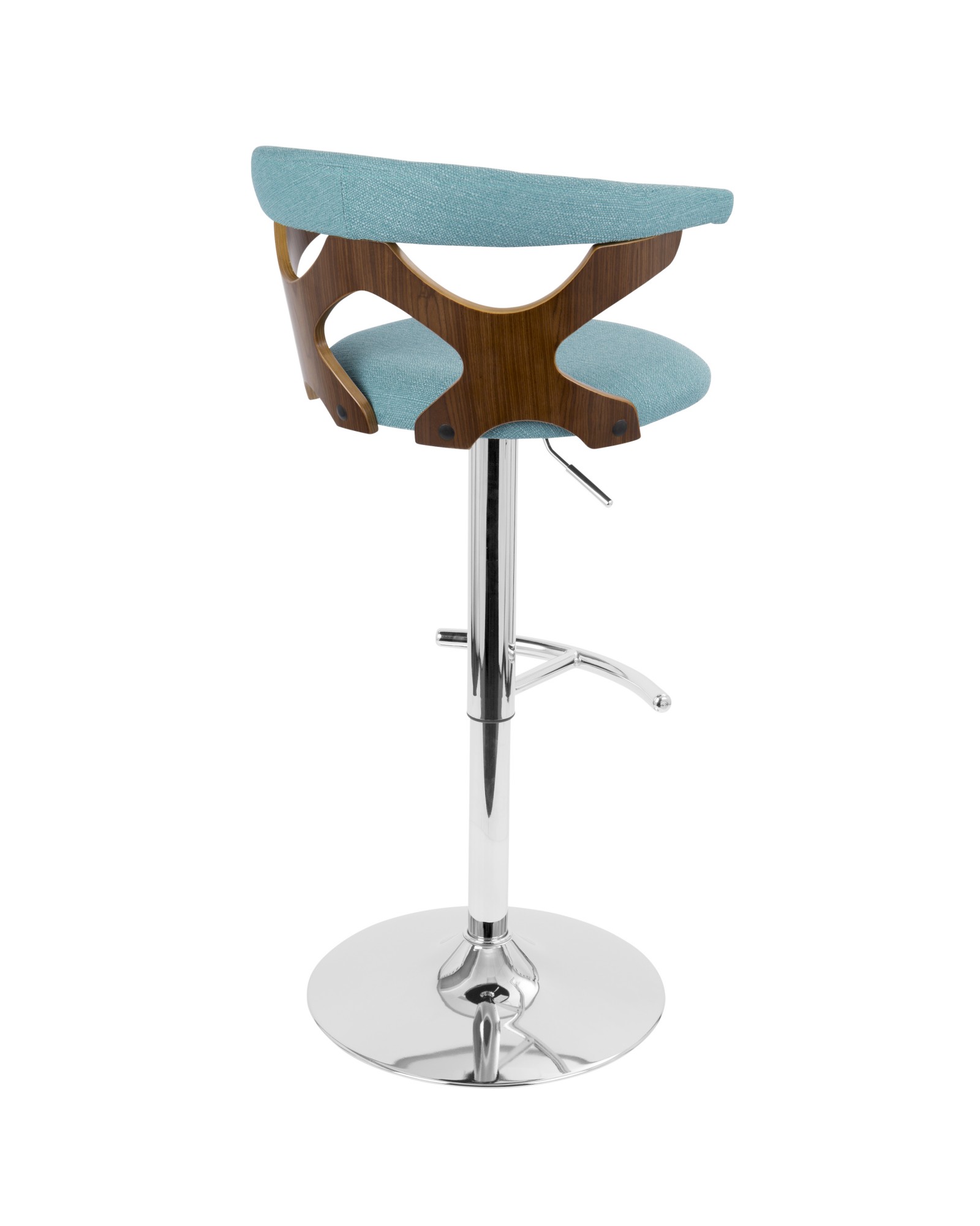 Gardenia Mid-Century Modern Adjustable Barstool with Swivel in Walnut and Teal