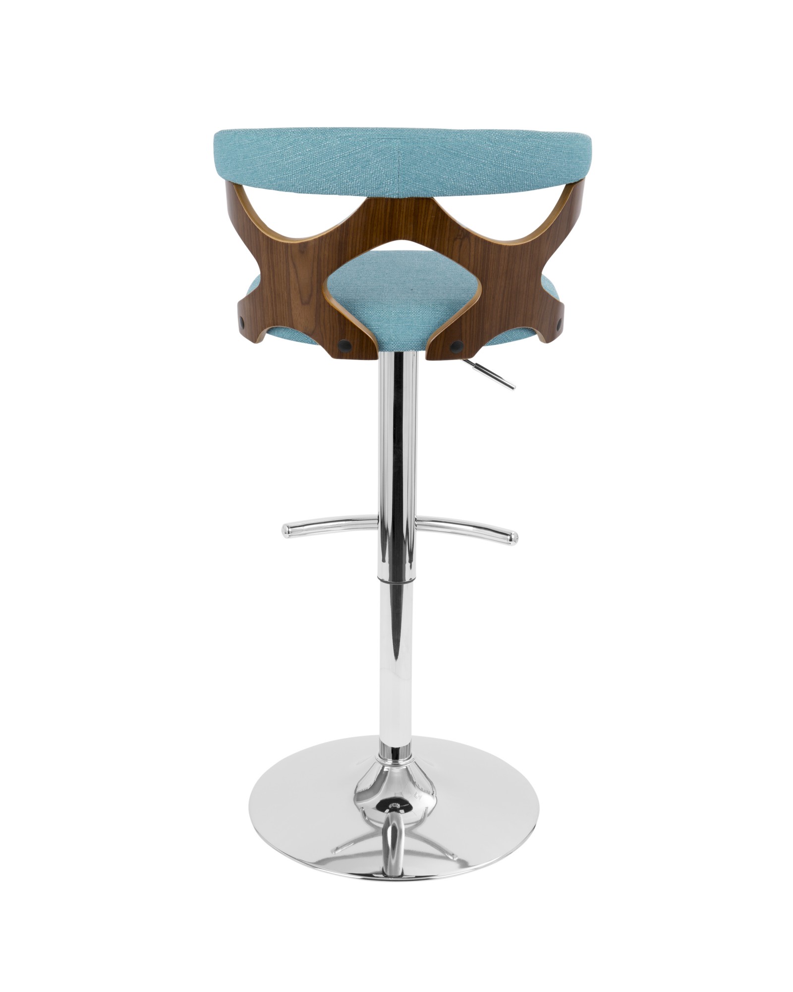 Gardenia Mid-Century Modern Adjustable Barstool with Swivel in Walnut and Teal