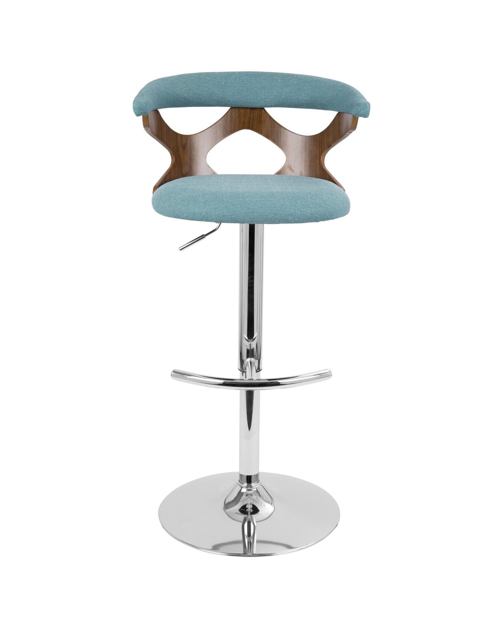 Gardenia Mid-Century Modern Adjustable Barstool with Swivel in Walnut and Teal