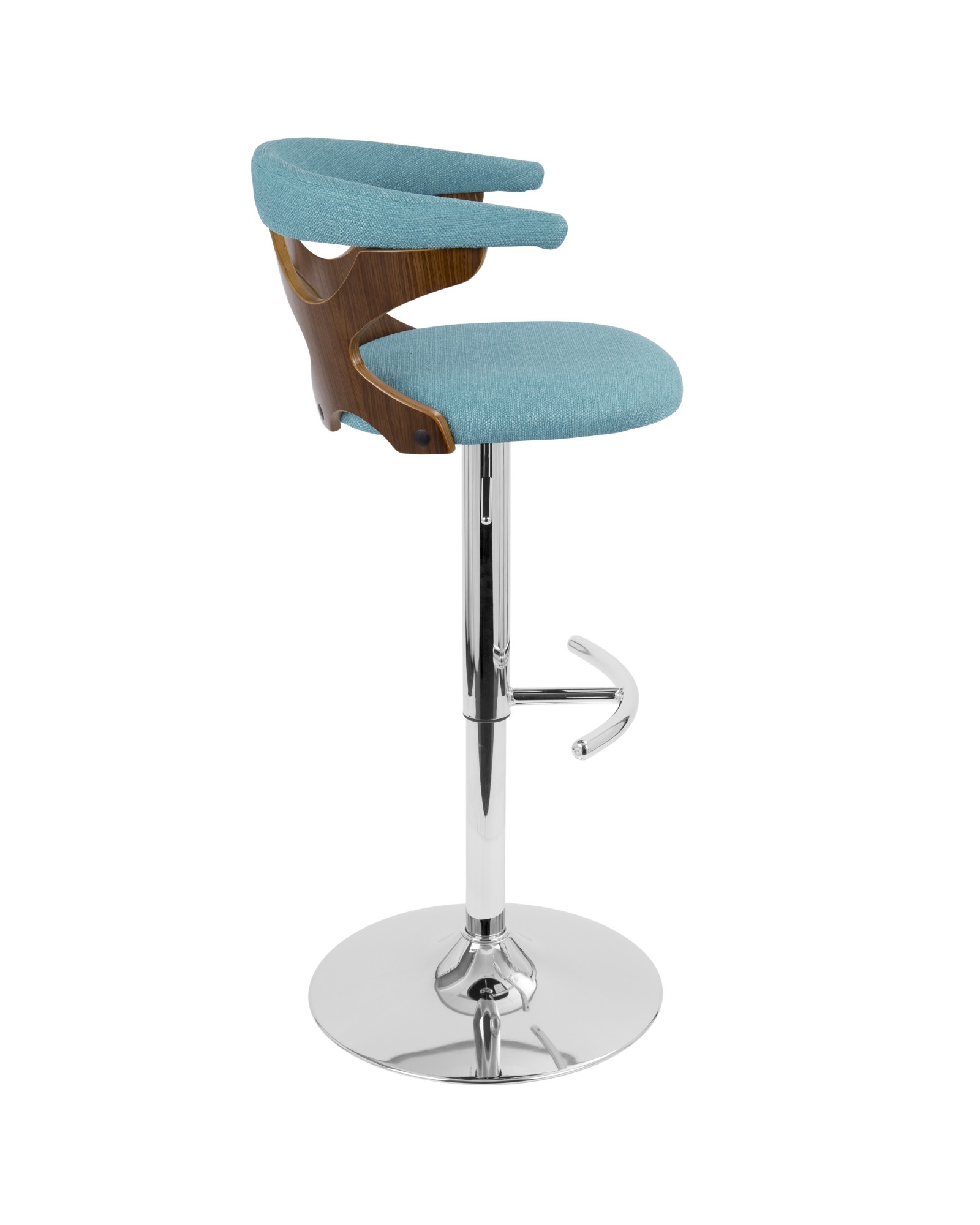 Gardenia Mid-Century Modern Adjustable Barstool with Swivel in Walnut and Teal