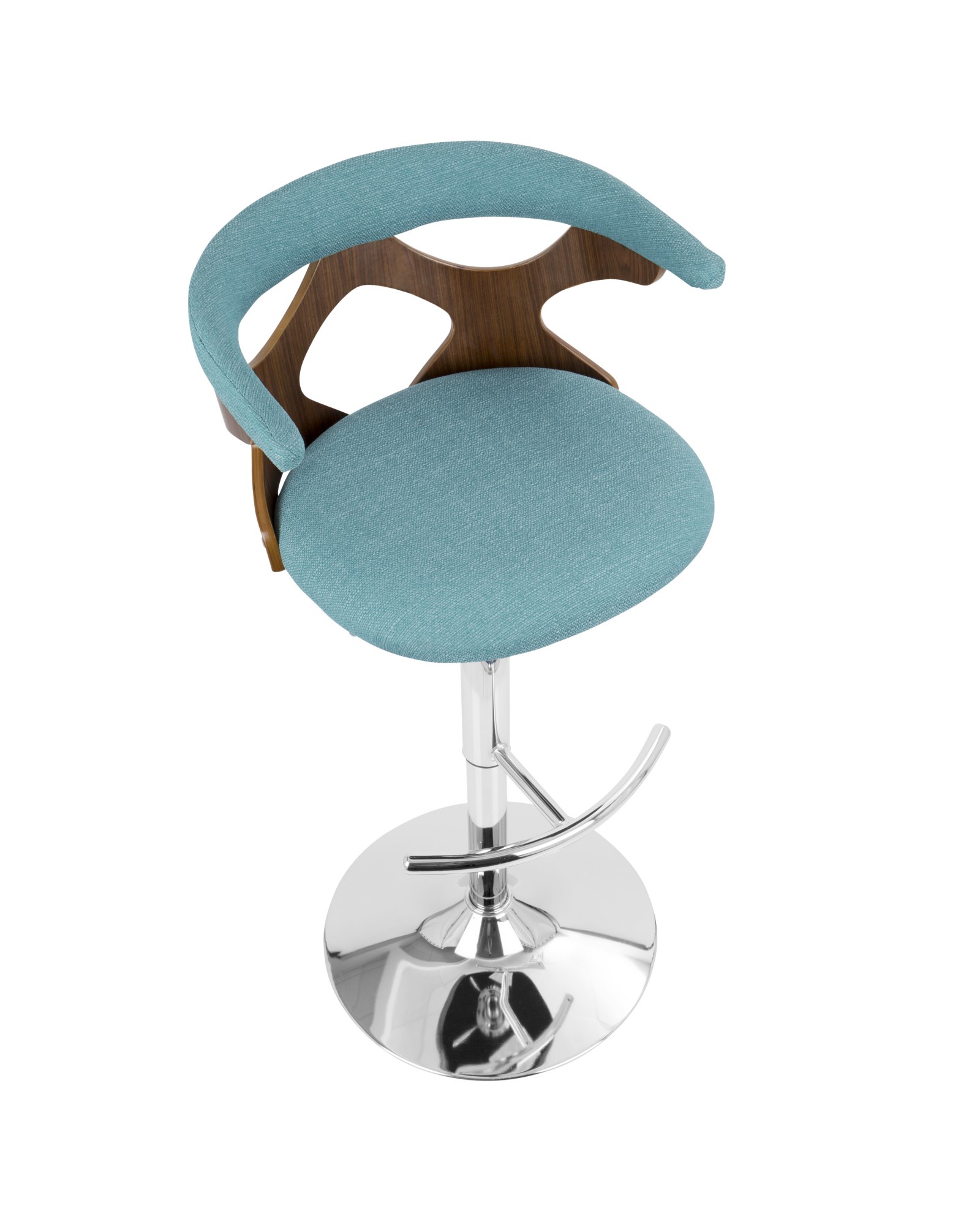 Gardenia Mid-Century Modern Adjustable Barstool with Swivel in Walnut and Teal