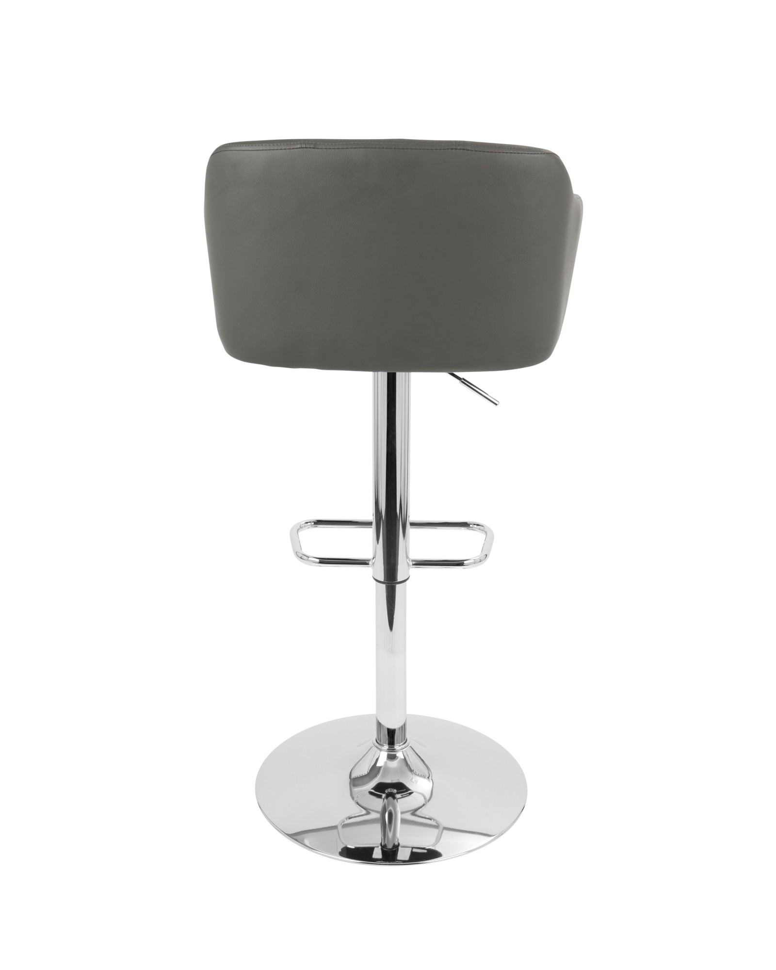 Campania Mid-Century Modern Adjustable Barstool with Swivel in Grey Faux Leather