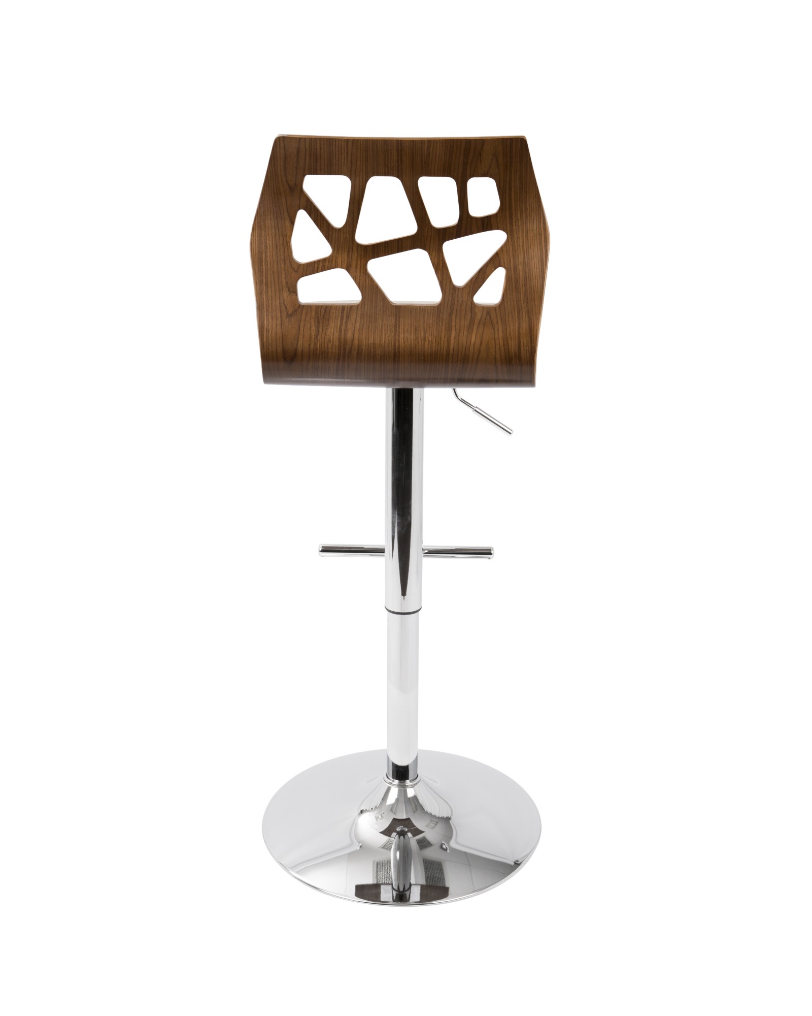 Folia Mid-Century Modern Adjustable Barstool with Swivel in Walnut And Cream Faux Leather