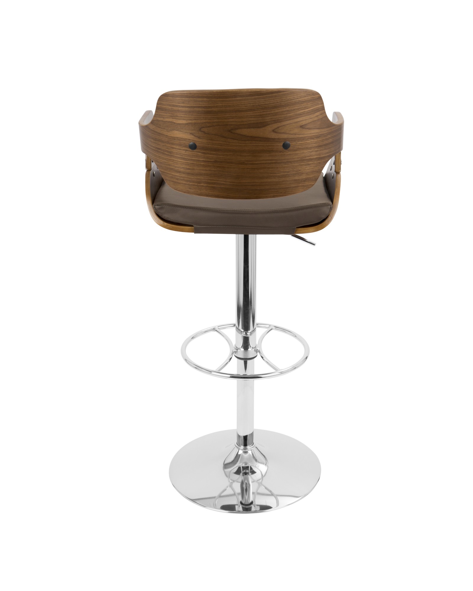 Fiore Height Adjustable Mid-century Modern Barstool with Swivel in Walnut and Brown