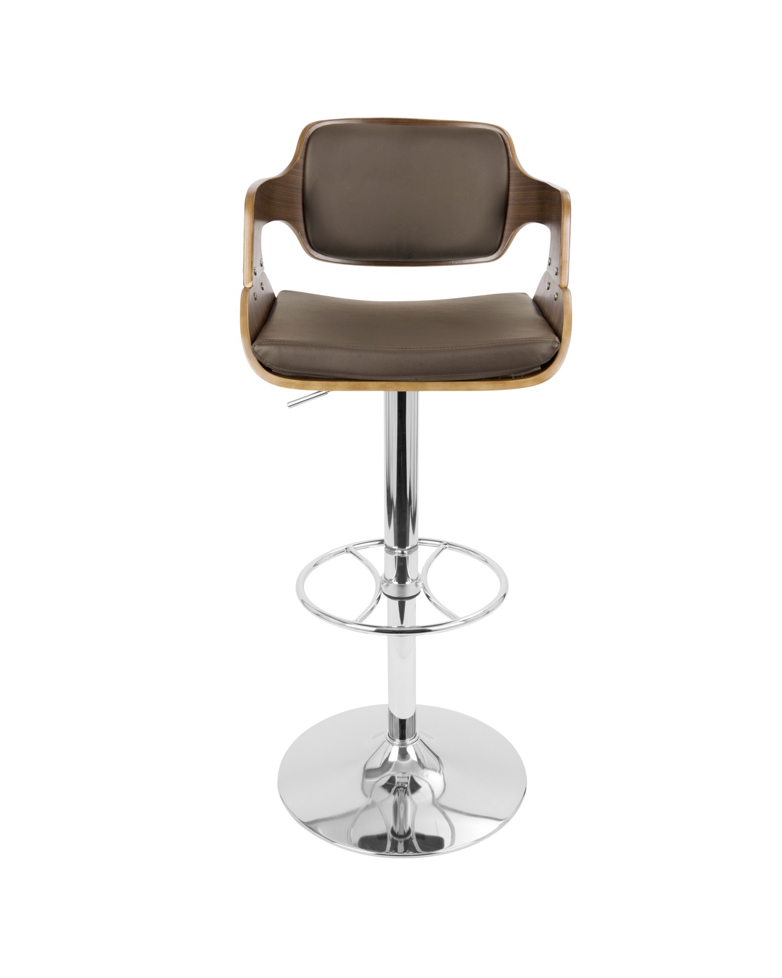 Fiore Height Adjustable Mid-century Modern Barstool with Swivel in Walnut and Brown