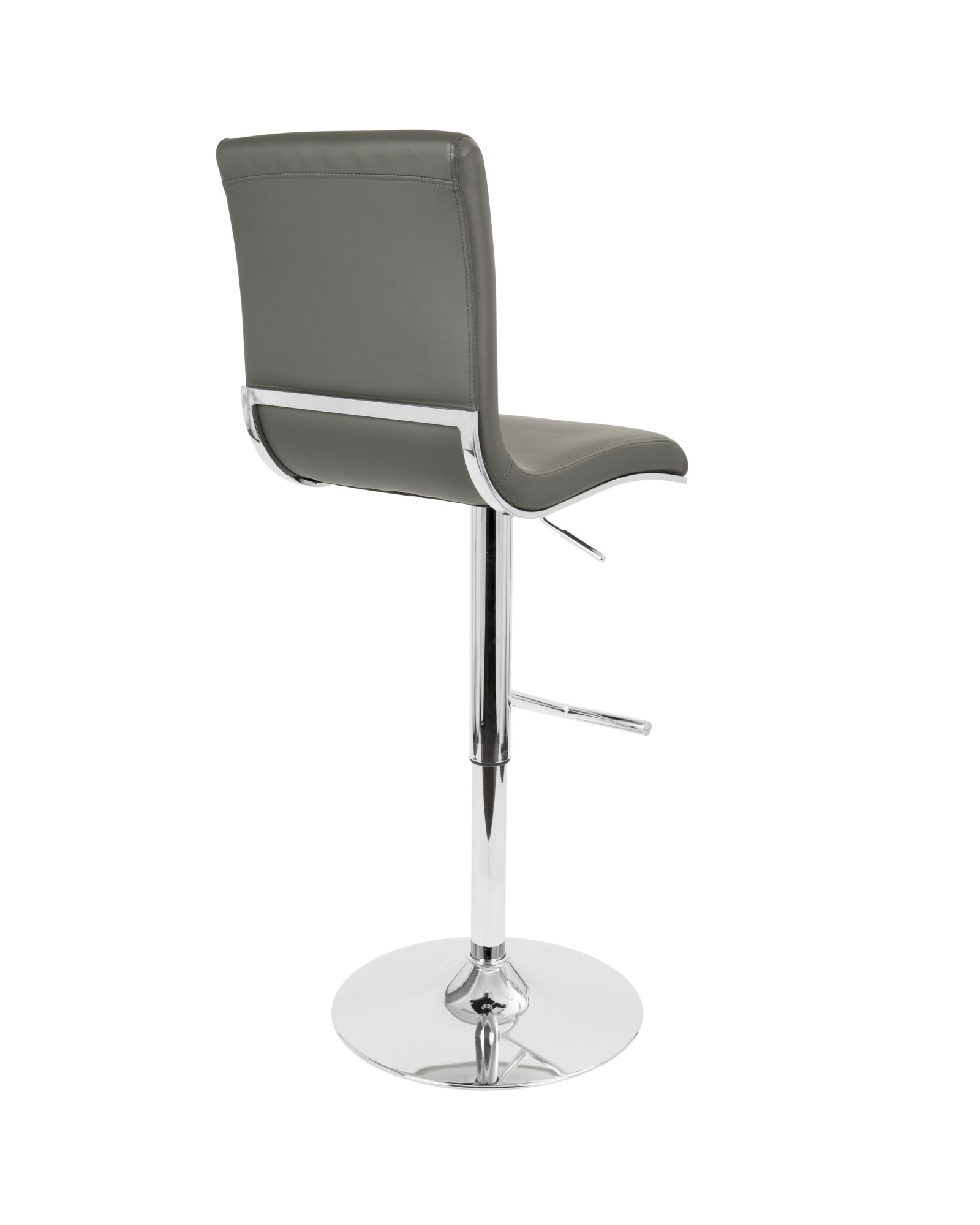 Spago Contemporary Adjustable Barstool with Swivel in Grey Faux Leather