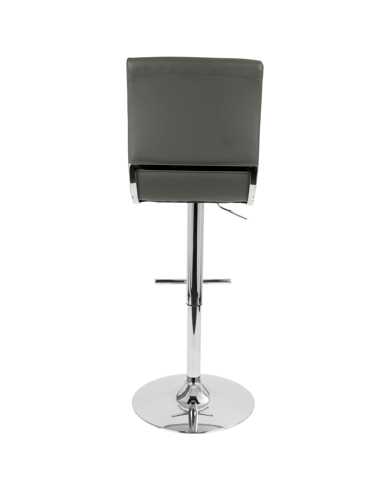 Spago Contemporary Adjustable Barstool with Swivel in Grey Faux Leather