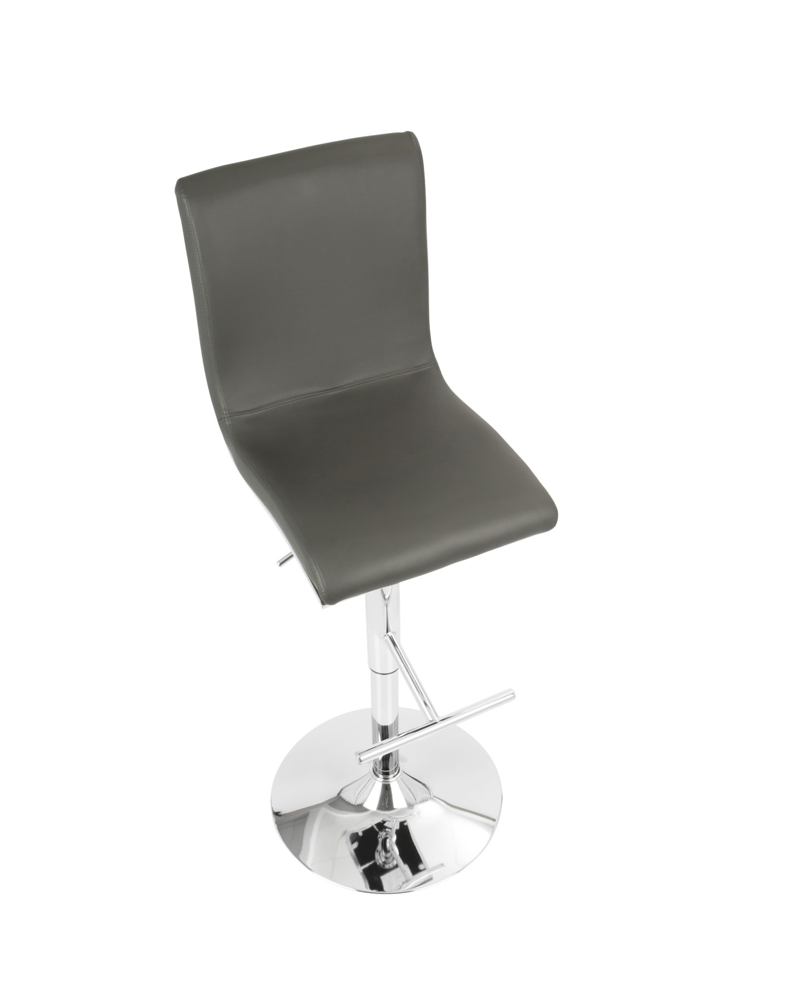Spago Contemporary Adjustable Barstool with Swivel in Grey Faux Leather