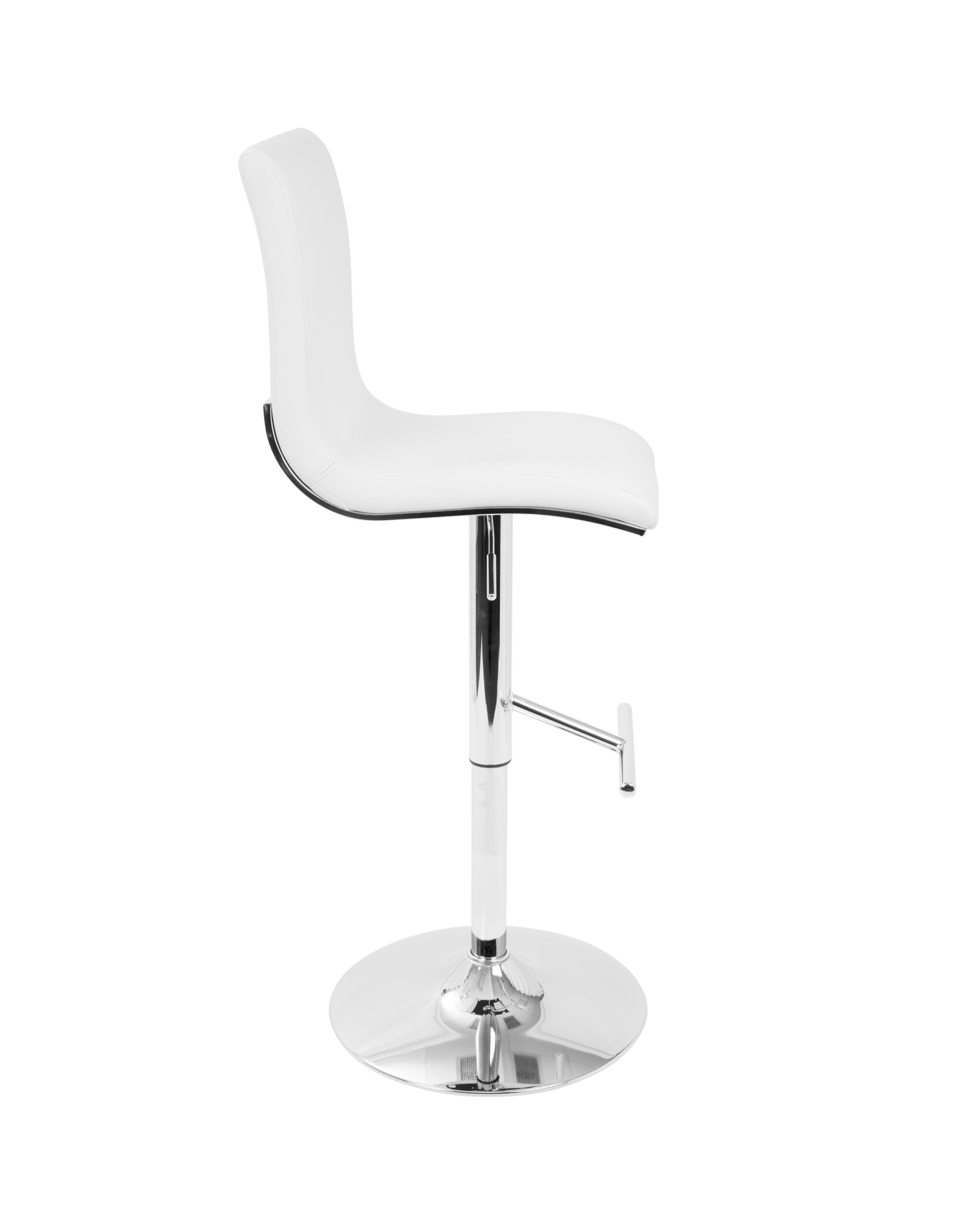 Spago Contemporary Adjustable Barstool with Swivel in White Faux Leather