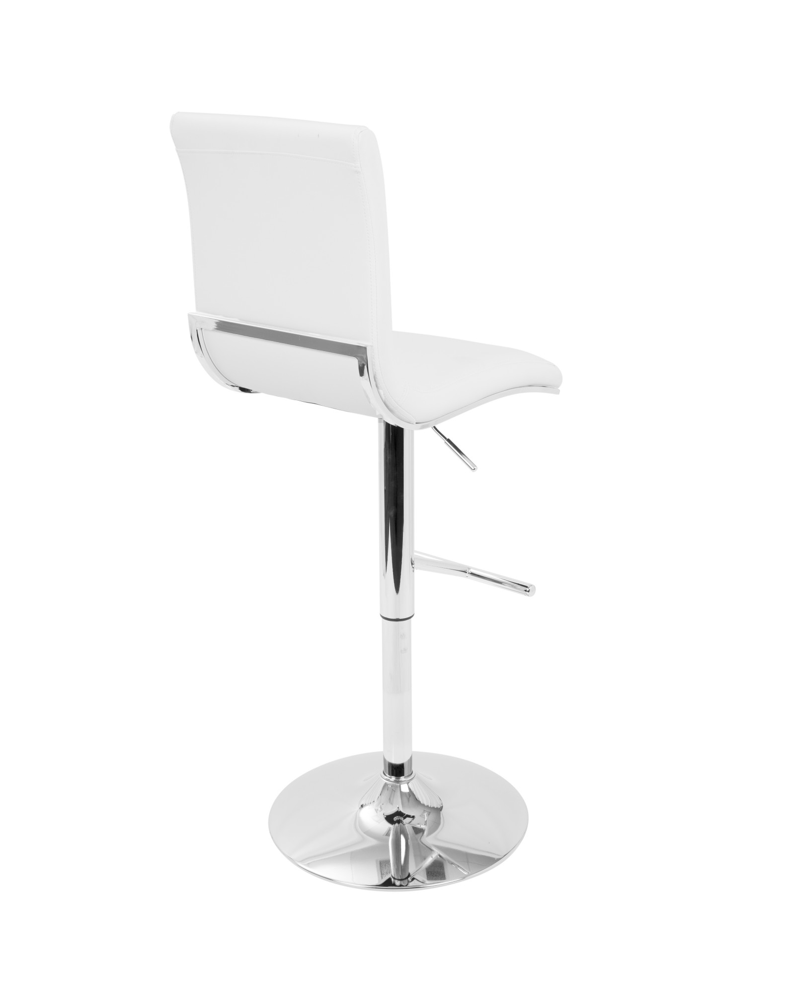 Spago Contemporary Adjustable Barstool with Swivel in White Faux Leather