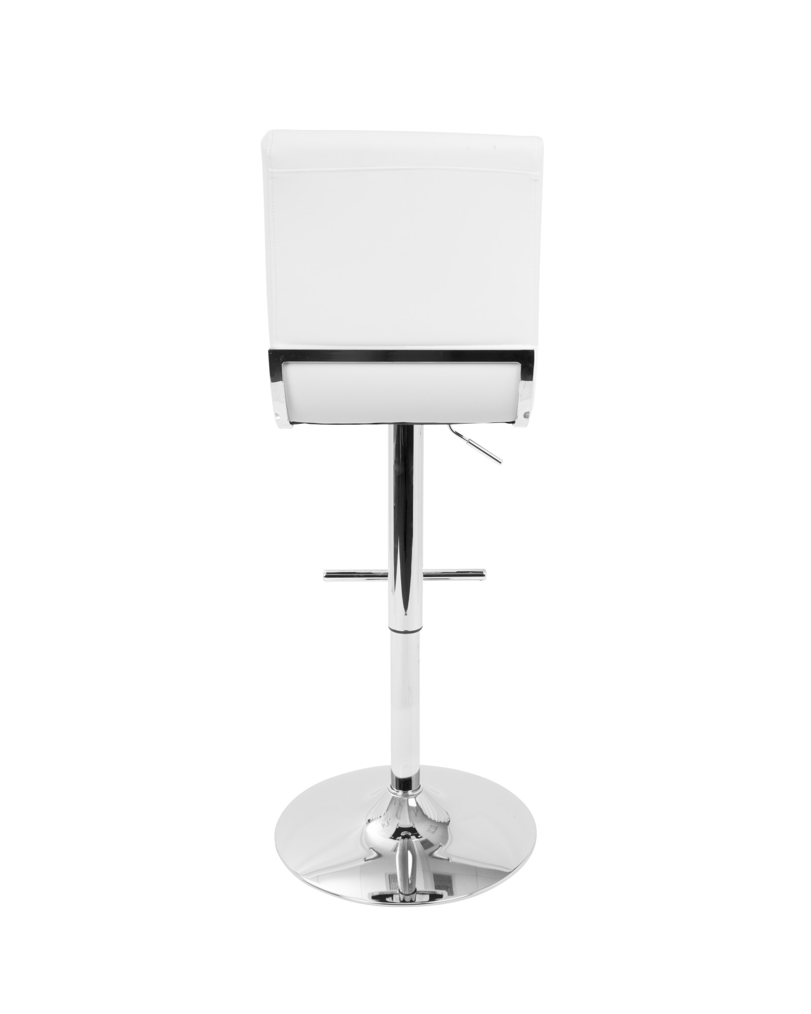 Spago Contemporary Adjustable Barstool with Swivel in White Faux Leather