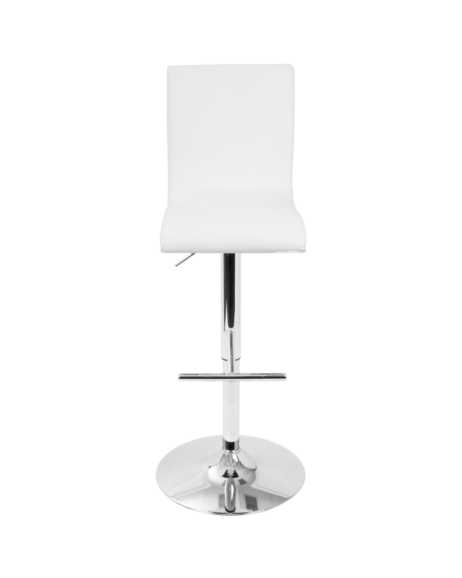 Spago Contemporary Adjustable Barstool with Swivel in White Faux Leather