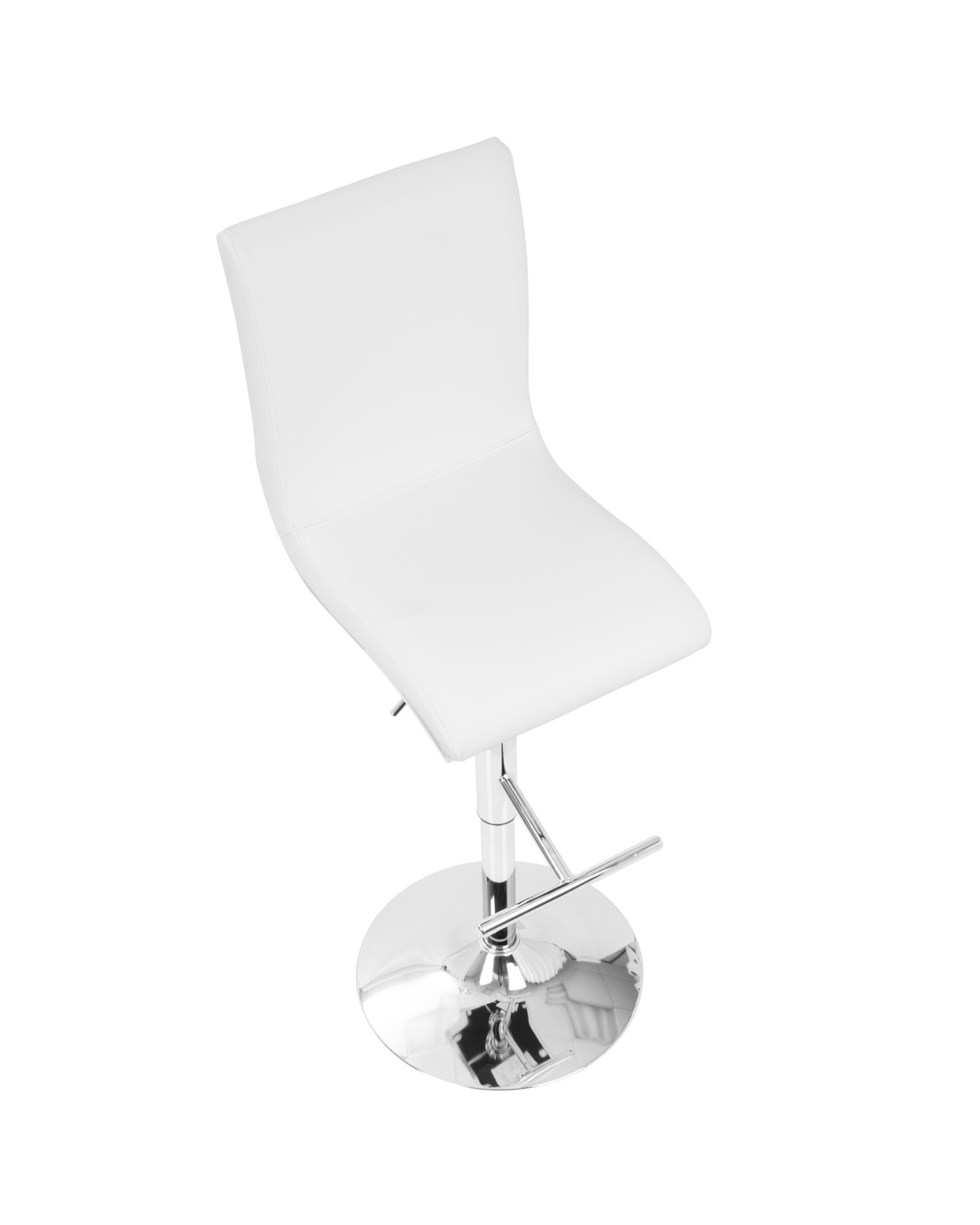 Spago Contemporary Adjustable Barstool with Swivel in White Faux Leather