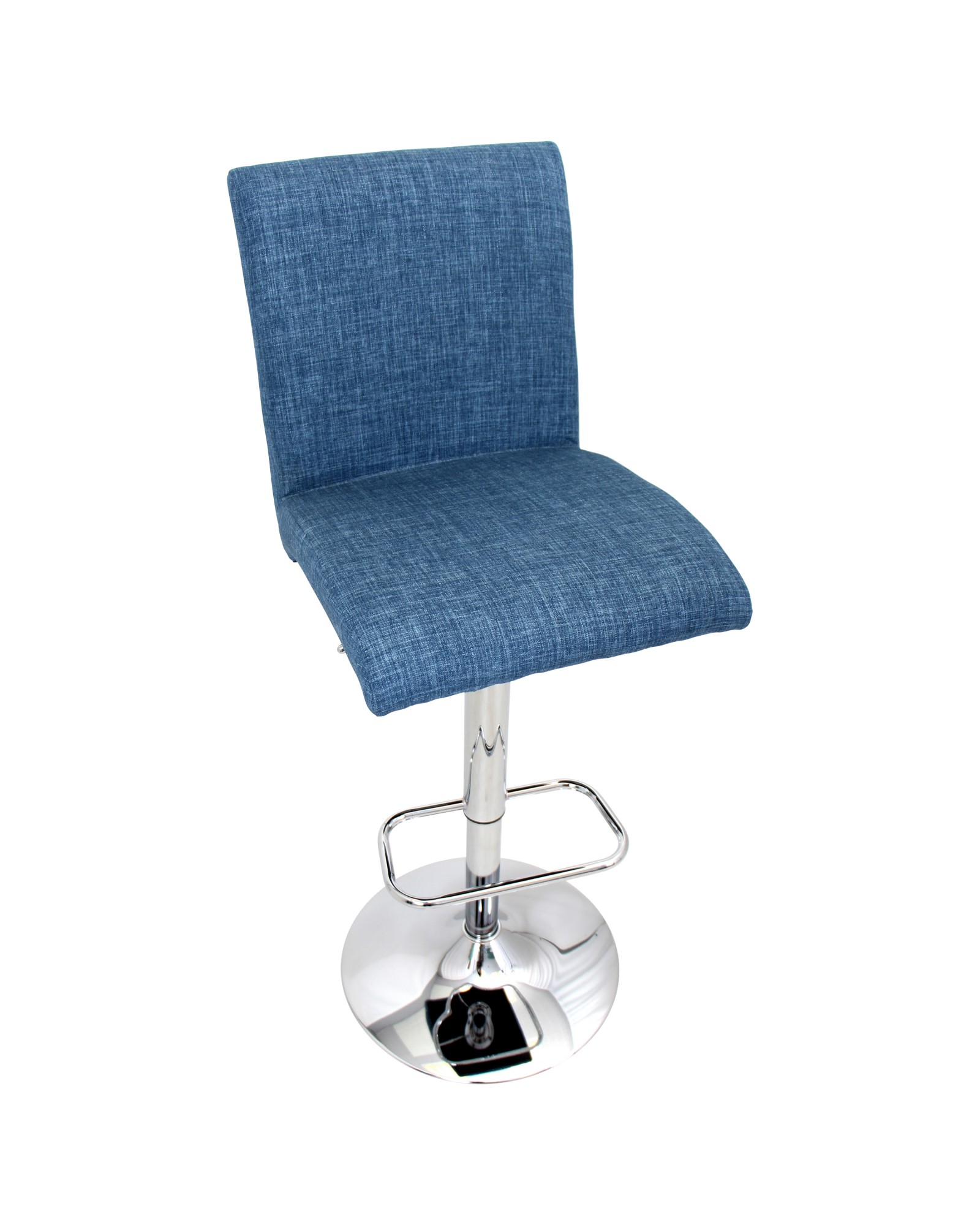 Tintori Contemporary Adjustable Barstool with Swivel in Blue