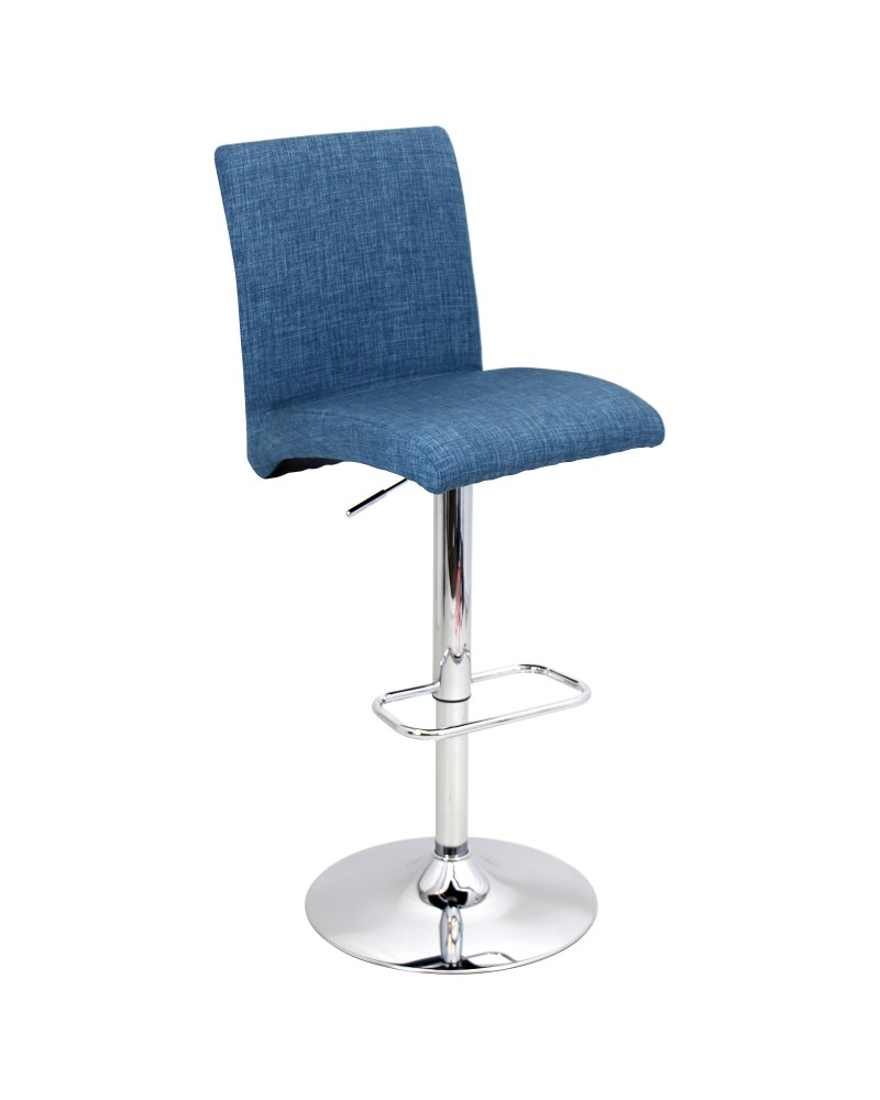 Tintori Contemporary Adjustable Barstool with Swivel in Blue