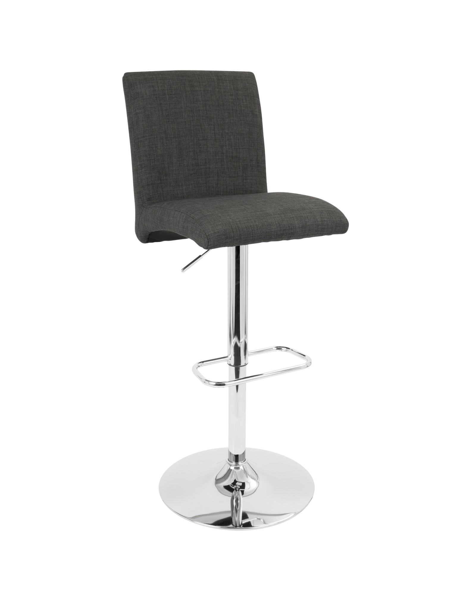 Tintori Contemporary Adjustable Barstool with Swivel in Charcoal