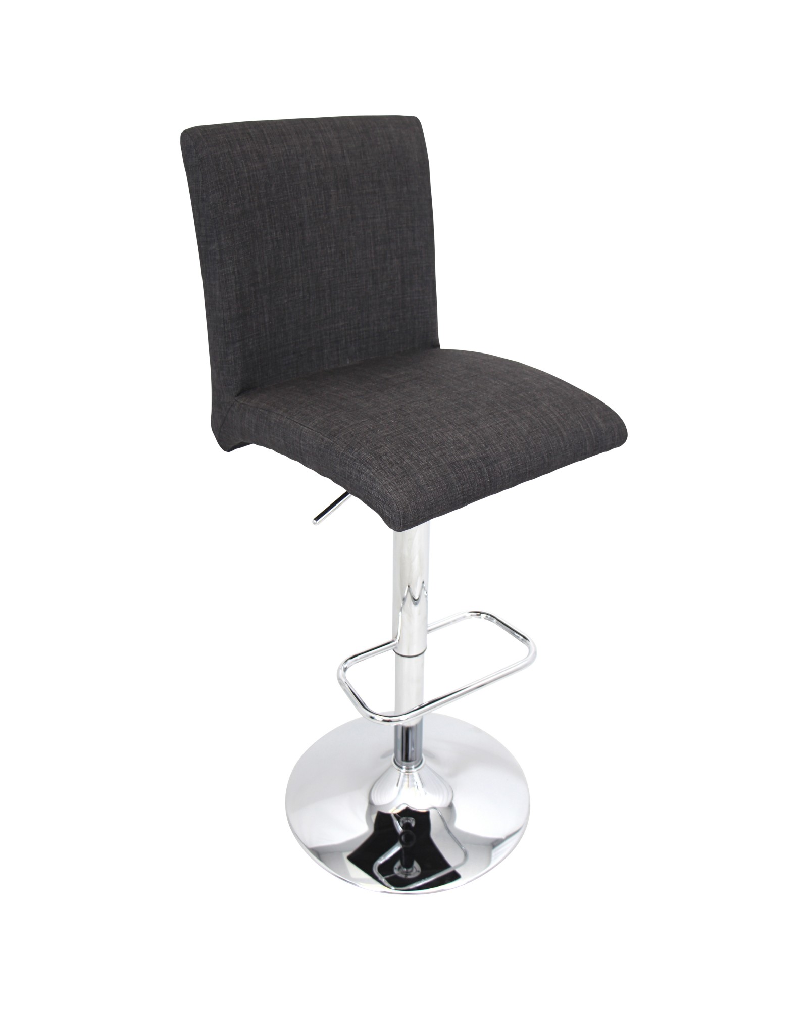 Tintori Contemporary Adjustable Barstool with Swivel in Charcoal