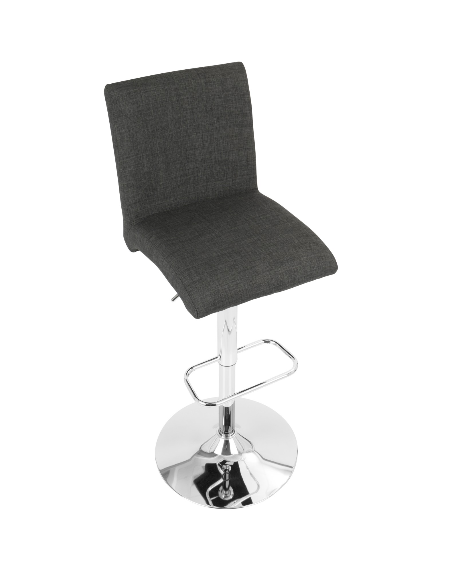 Tintori Contemporary Adjustable Barstool with Swivel in Charcoal