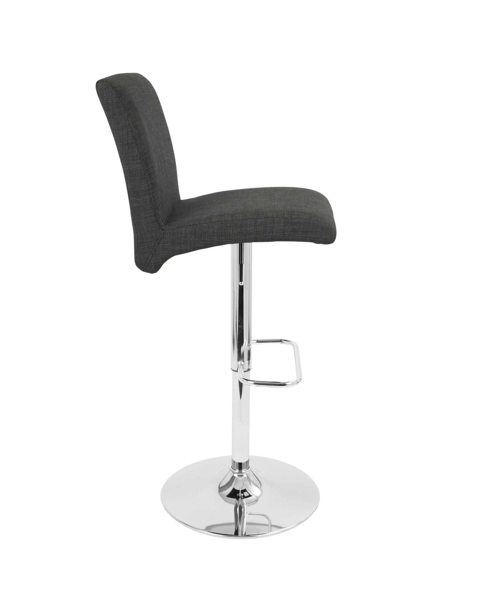 Tintori Contemporary Adjustable Barstool with Swivel in Charcoal