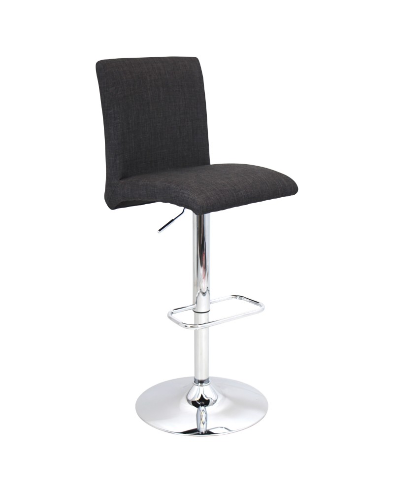 Tintori Contemporary Adjustable Barstool with Swivel in Charcoal