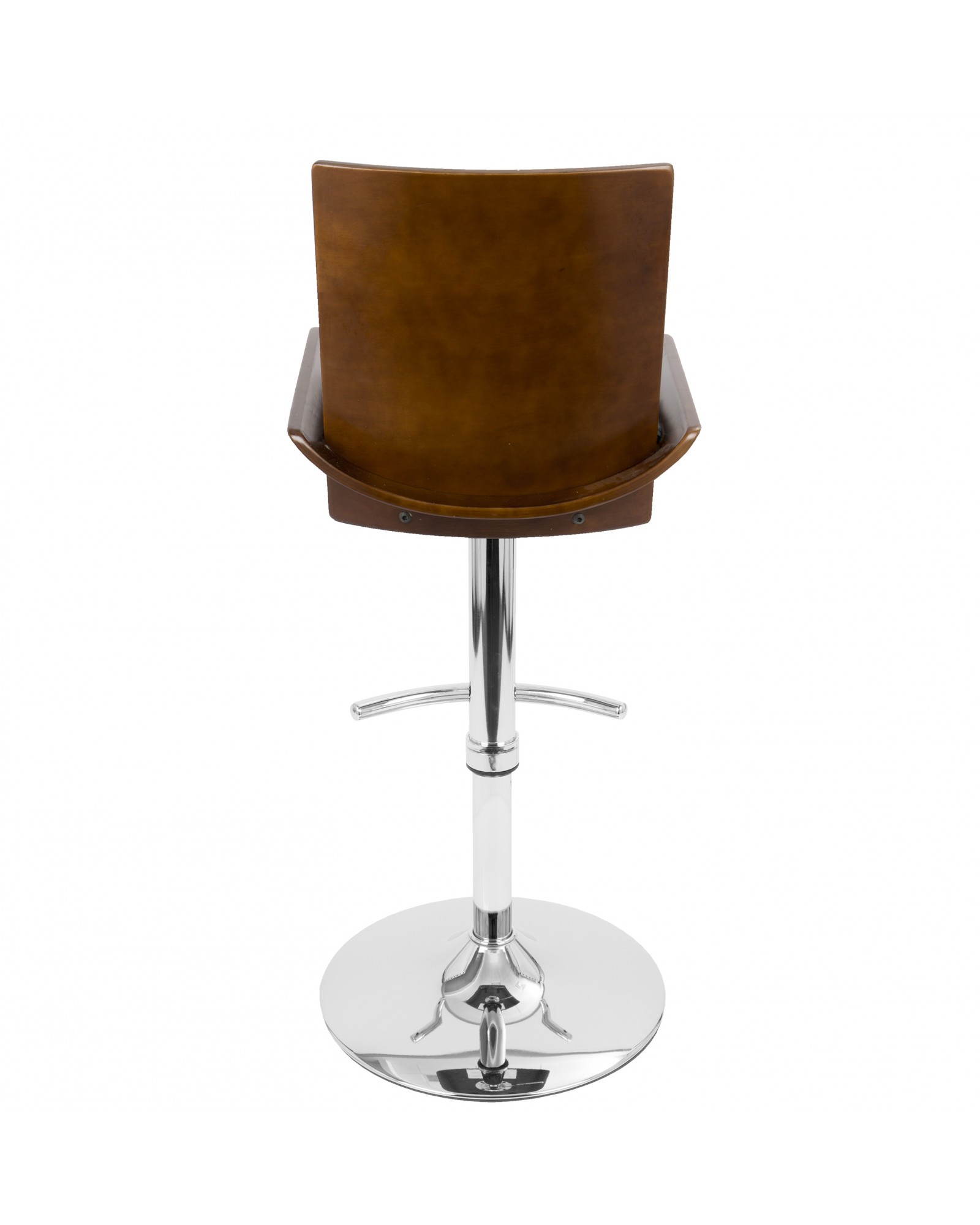 Vittorio Mid-Century Modern Adjustable Barstool with Swivel in Cherry and Black Faux Leather