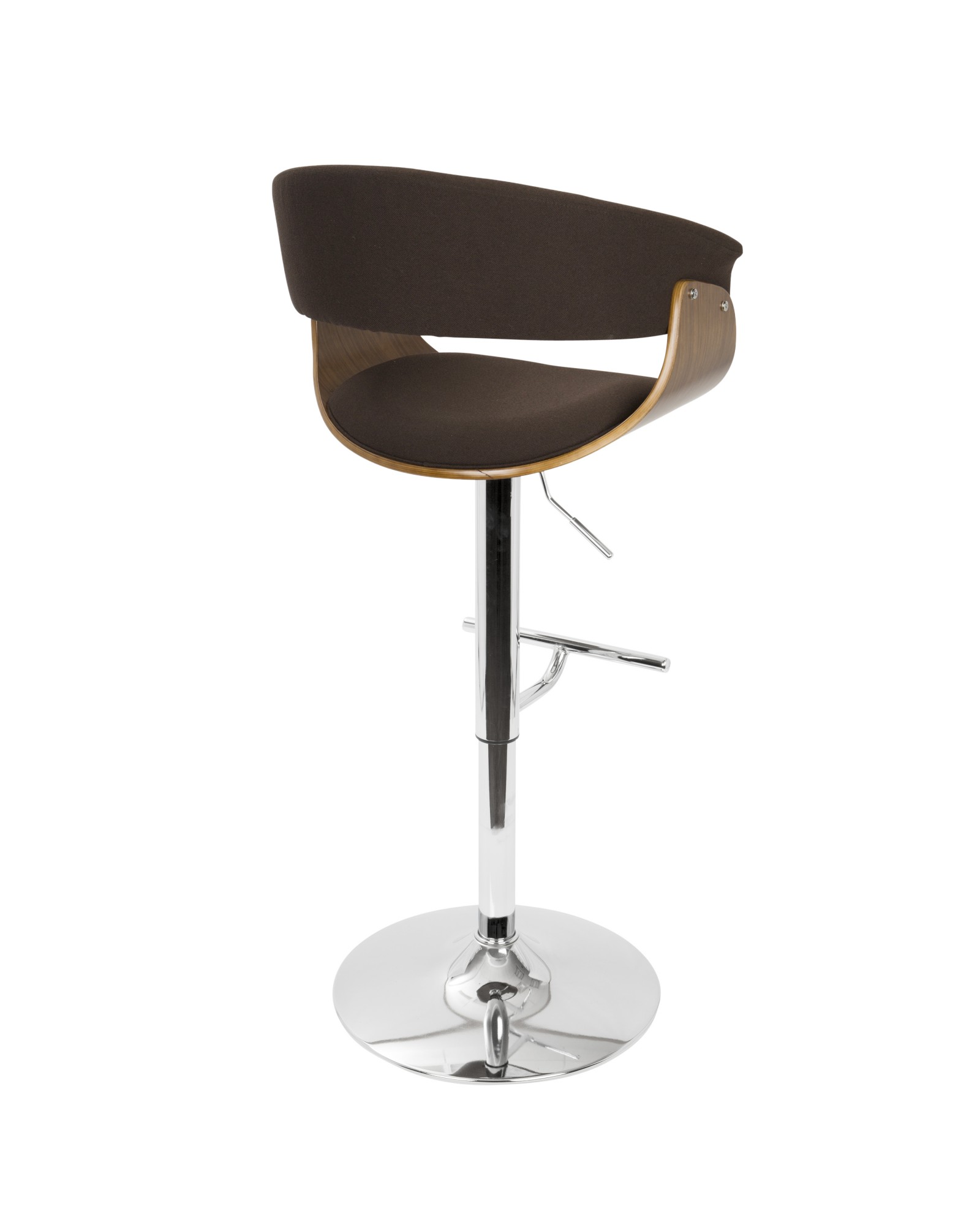 Vintage Mod Mid-Century Modern Adjustable Barstool with Swivel in Walnut and Espresso Fabric