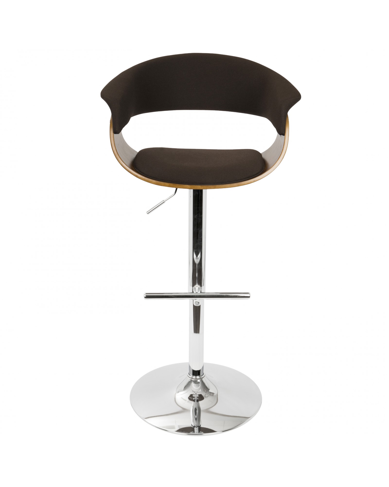 Vintage Mod Mid-Century Modern Adjustable Barstool with Swivel in Walnut and Espresso Fabric