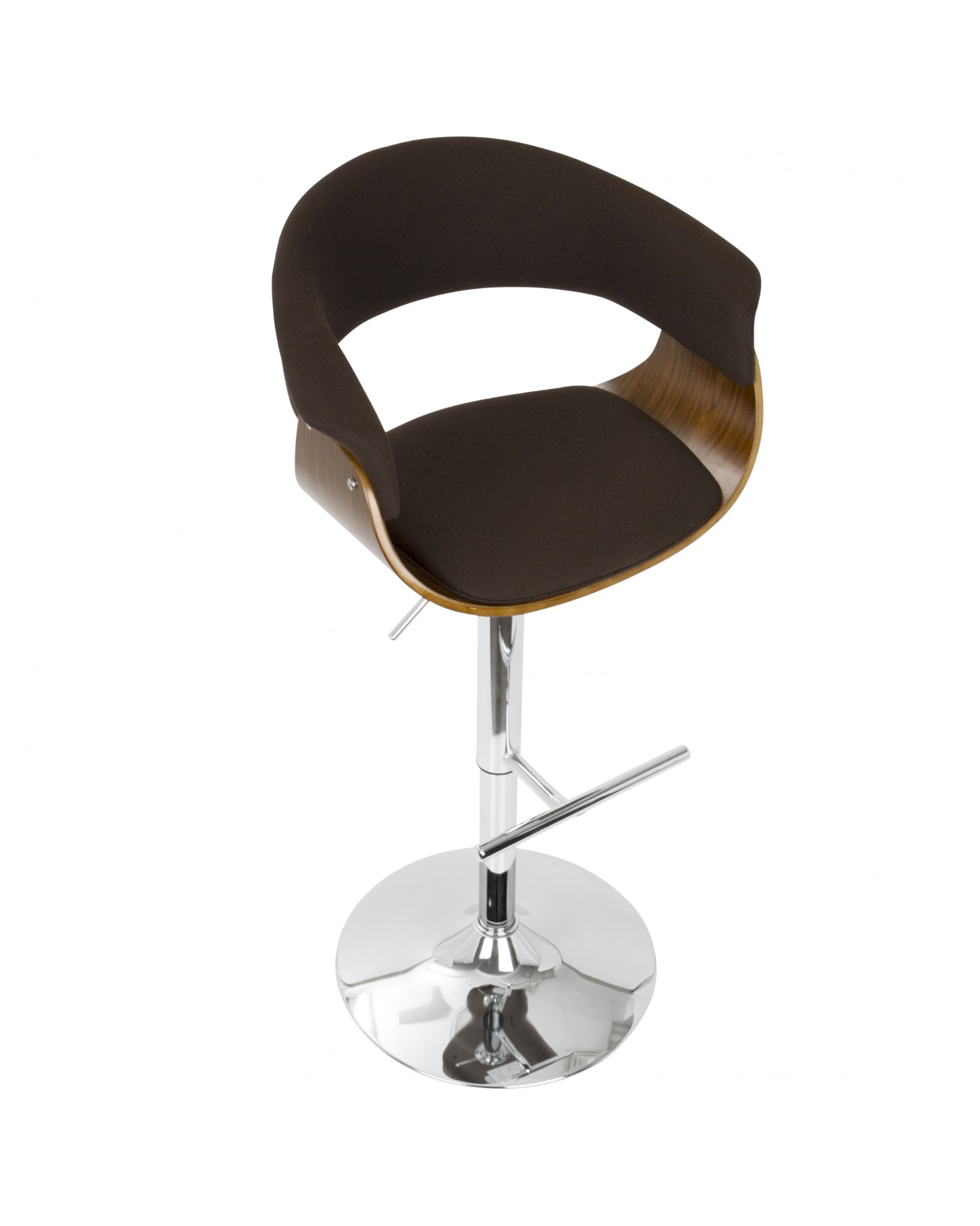 Vintage Mod Mid-Century Modern Adjustable Barstool with Swivel in Walnut and Espresso Fabric