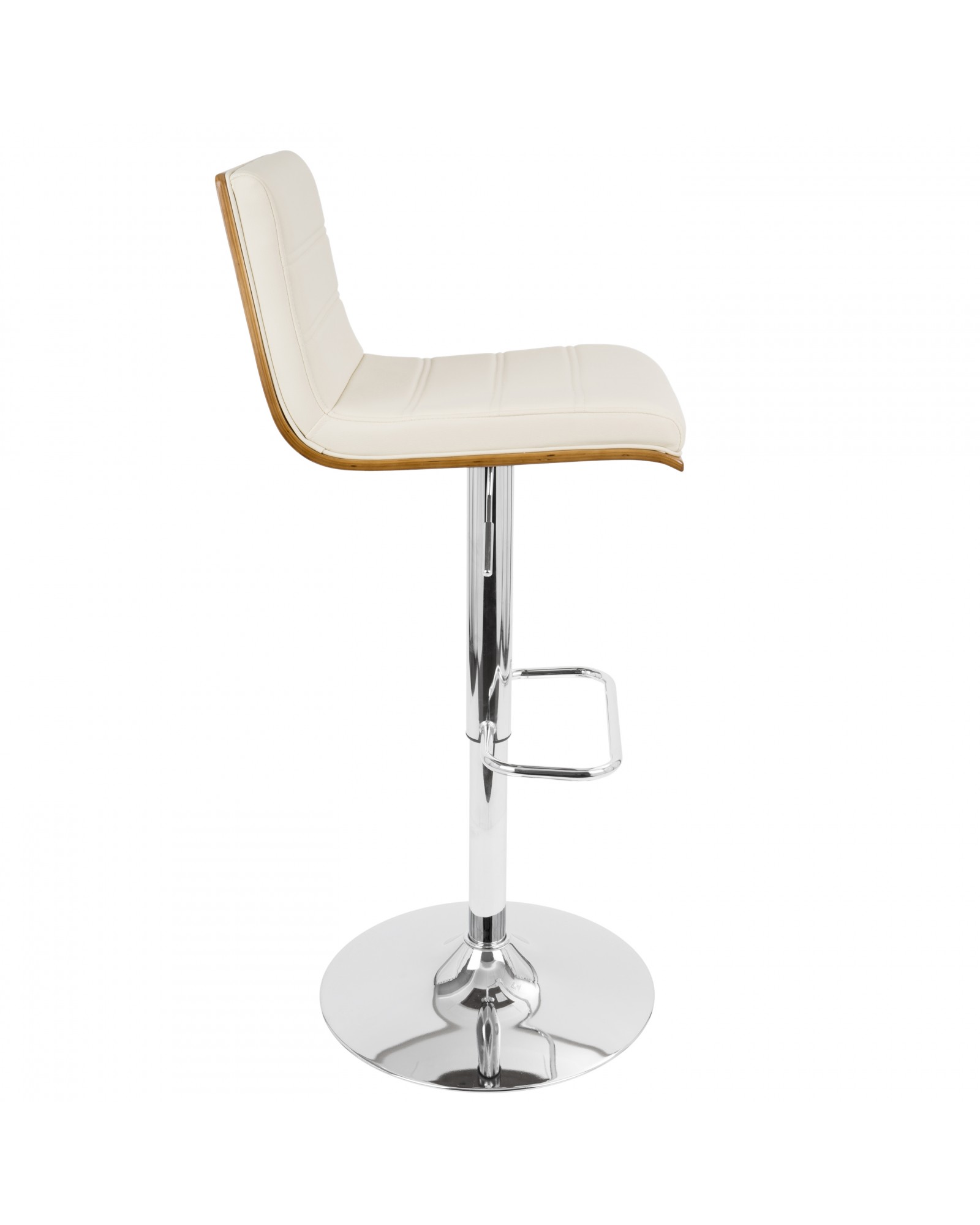 Vasari Mid-Century Modern Adjustable Barstool with Swivel in Walnut and Cream Faux Leather