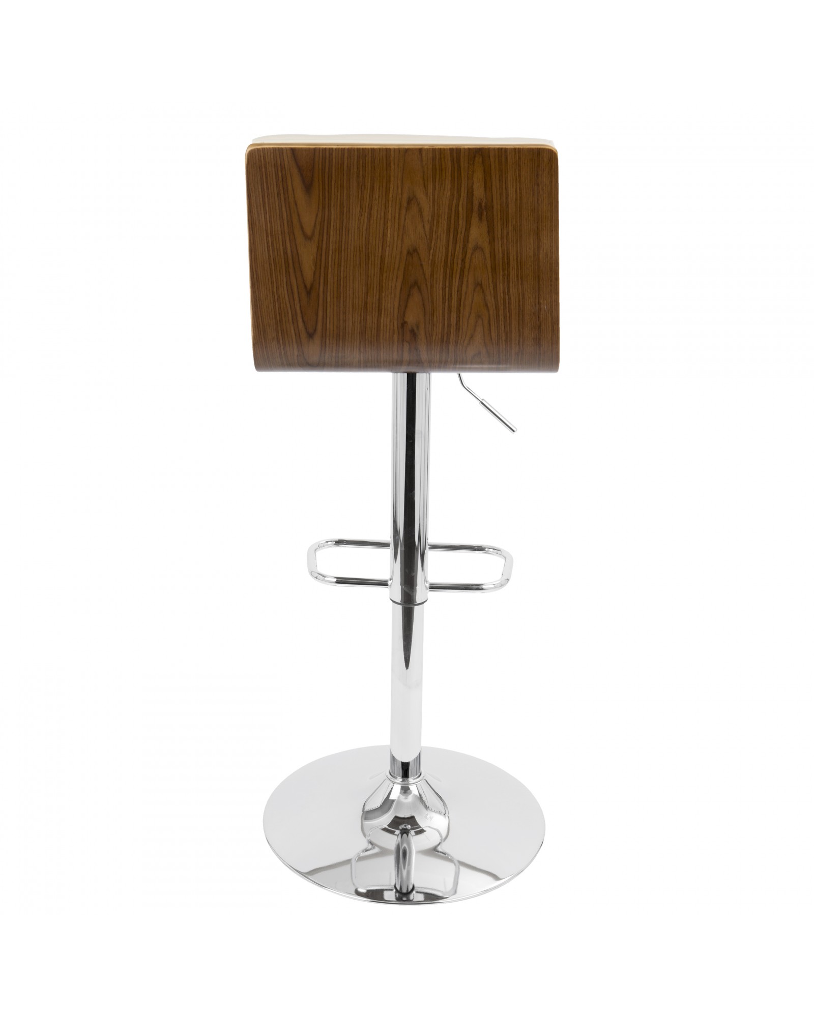 Vasari Mid-Century Modern Adjustable Barstool with Swivel in Walnut and Cream Faux Leather