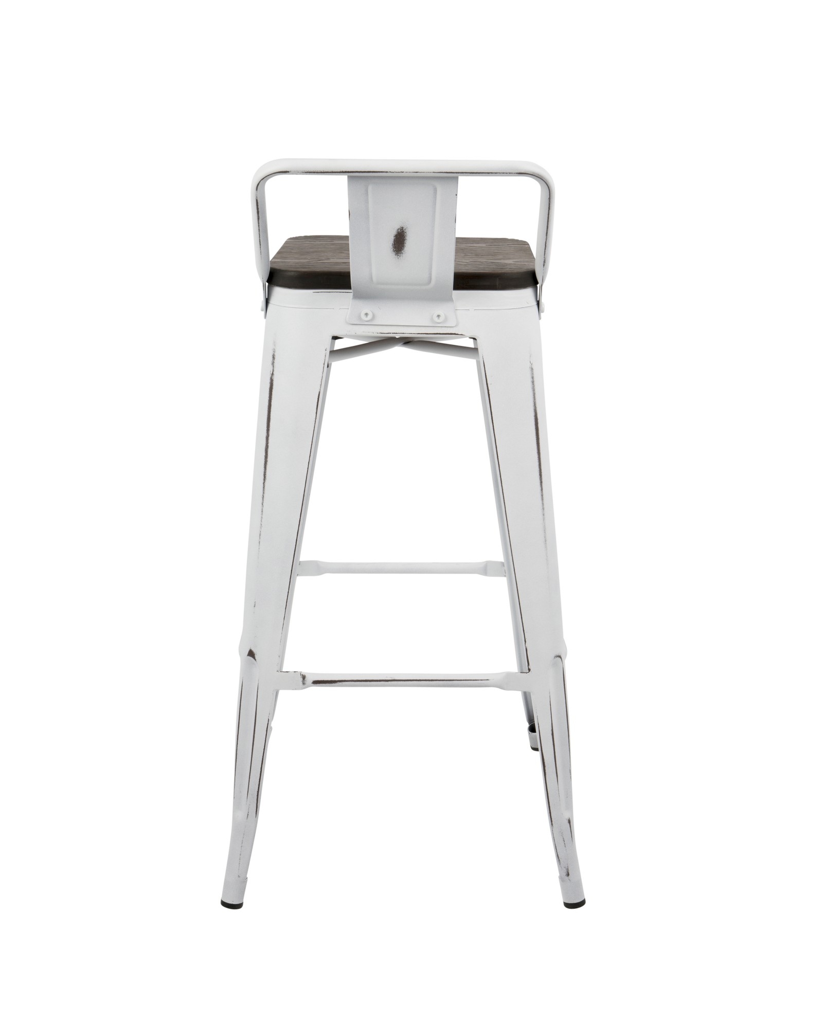 Oregon Industrial Low Back Barstool in Vintage White and Espresso - Set of 2