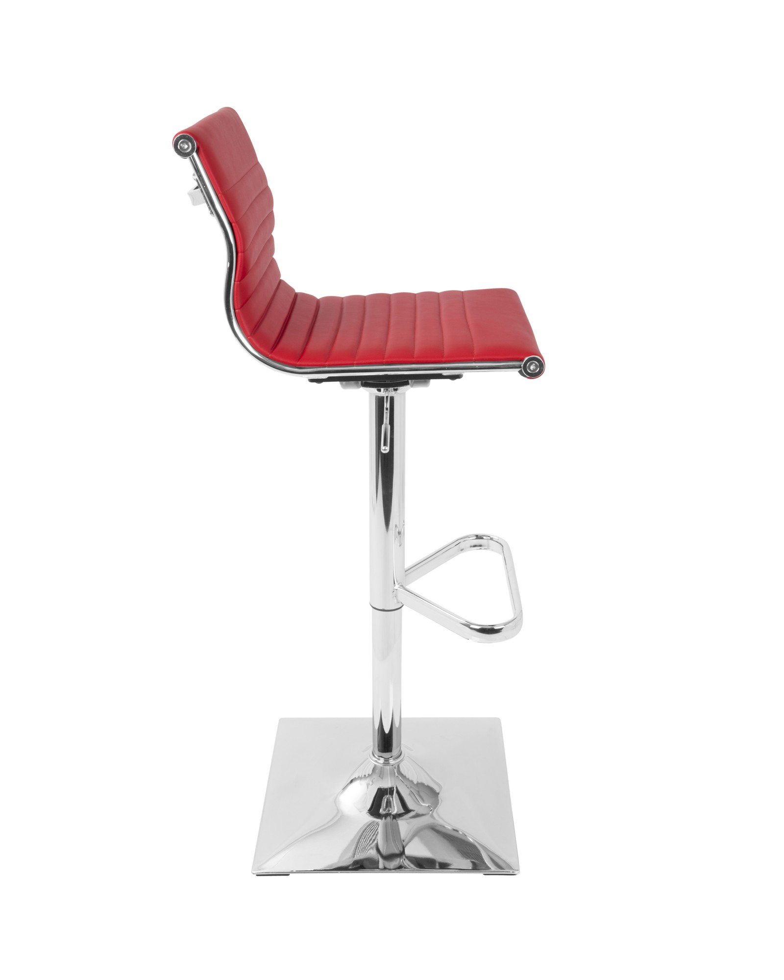 Masters Contemporary Adjustable Barstool with Swivel in Red Faux Leather