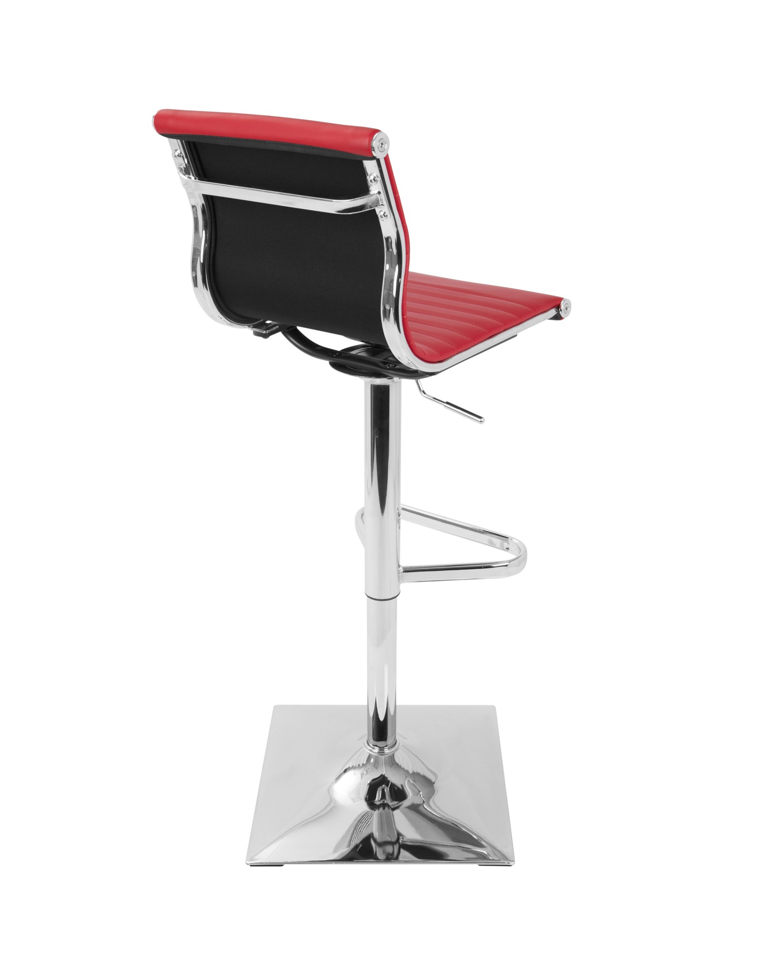Masters Contemporary Adjustable Barstool with Swivel in Red Faux Leather