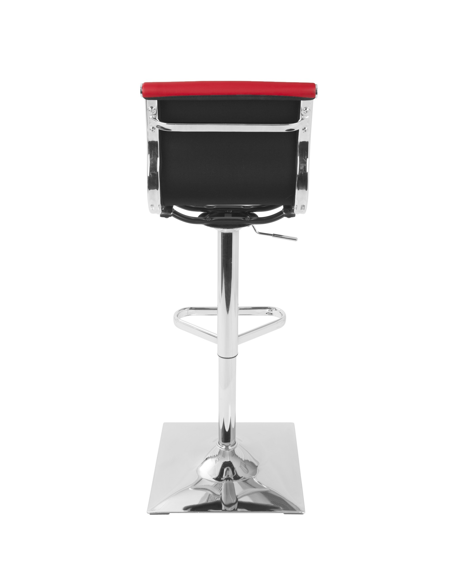 Masters Contemporary Adjustable Barstool with Swivel in Red Faux Leather