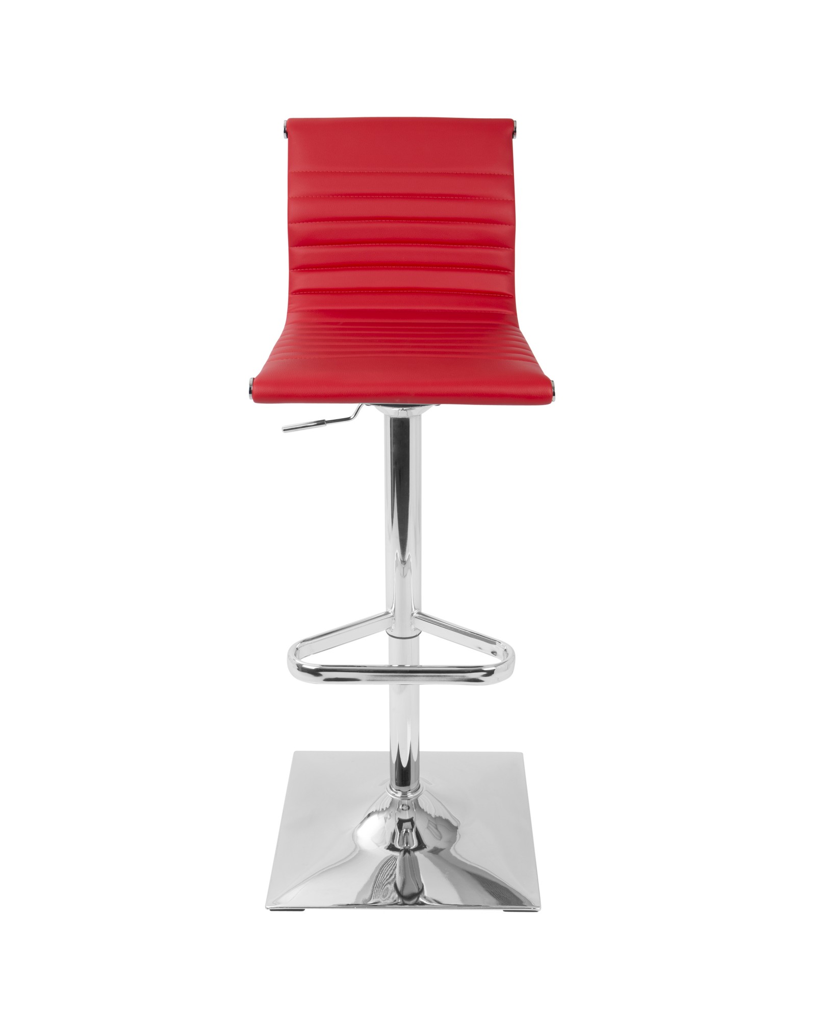 Masters Contemporary Adjustable Barstool with Swivel in Red Faux Leather