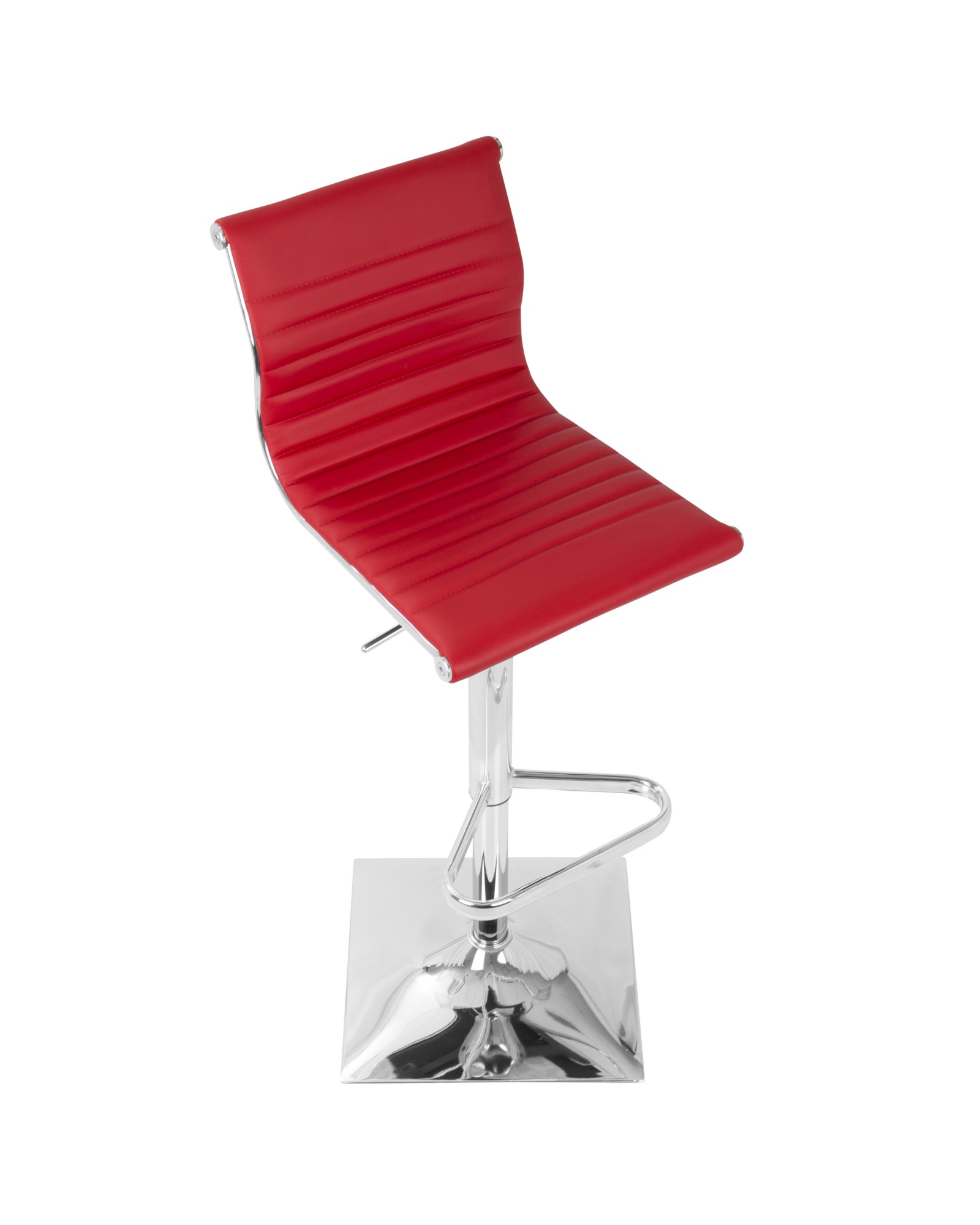 Masters Contemporary Adjustable Barstool with Swivel in Red Faux Leather