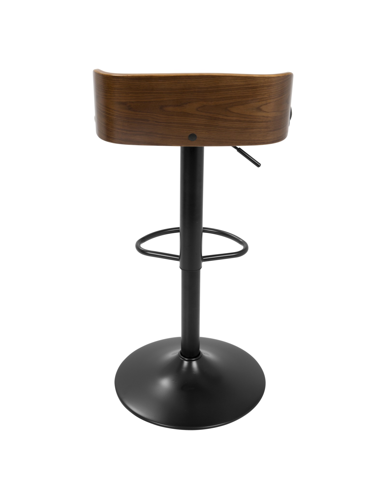 Maya Mid-Century Modern Adjustable Barstool in Walnut Wood and Charcoal Fabric