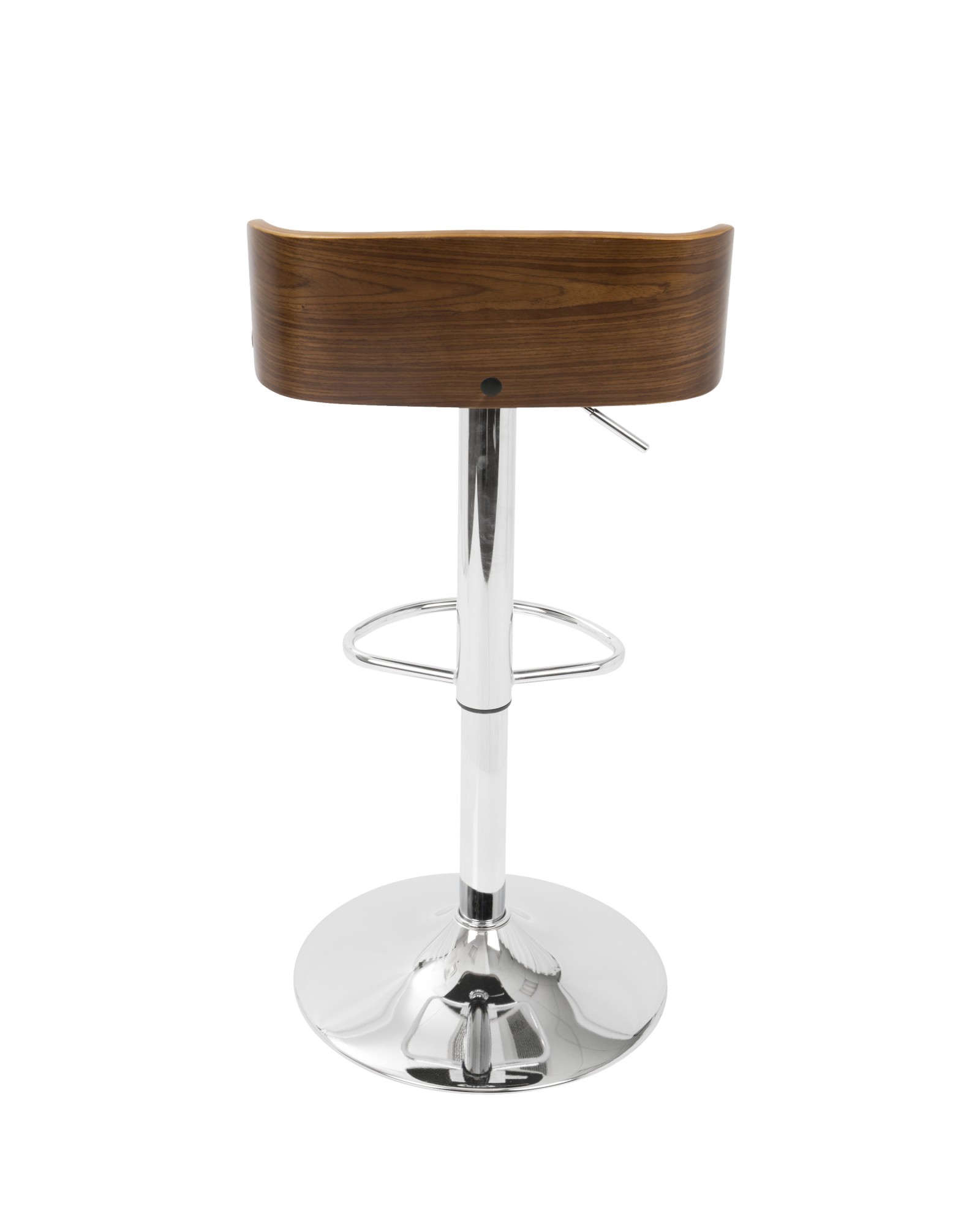 Maya Mid-Century Modern Adjustable Barstool in Walnut Wood and Cream Fabric