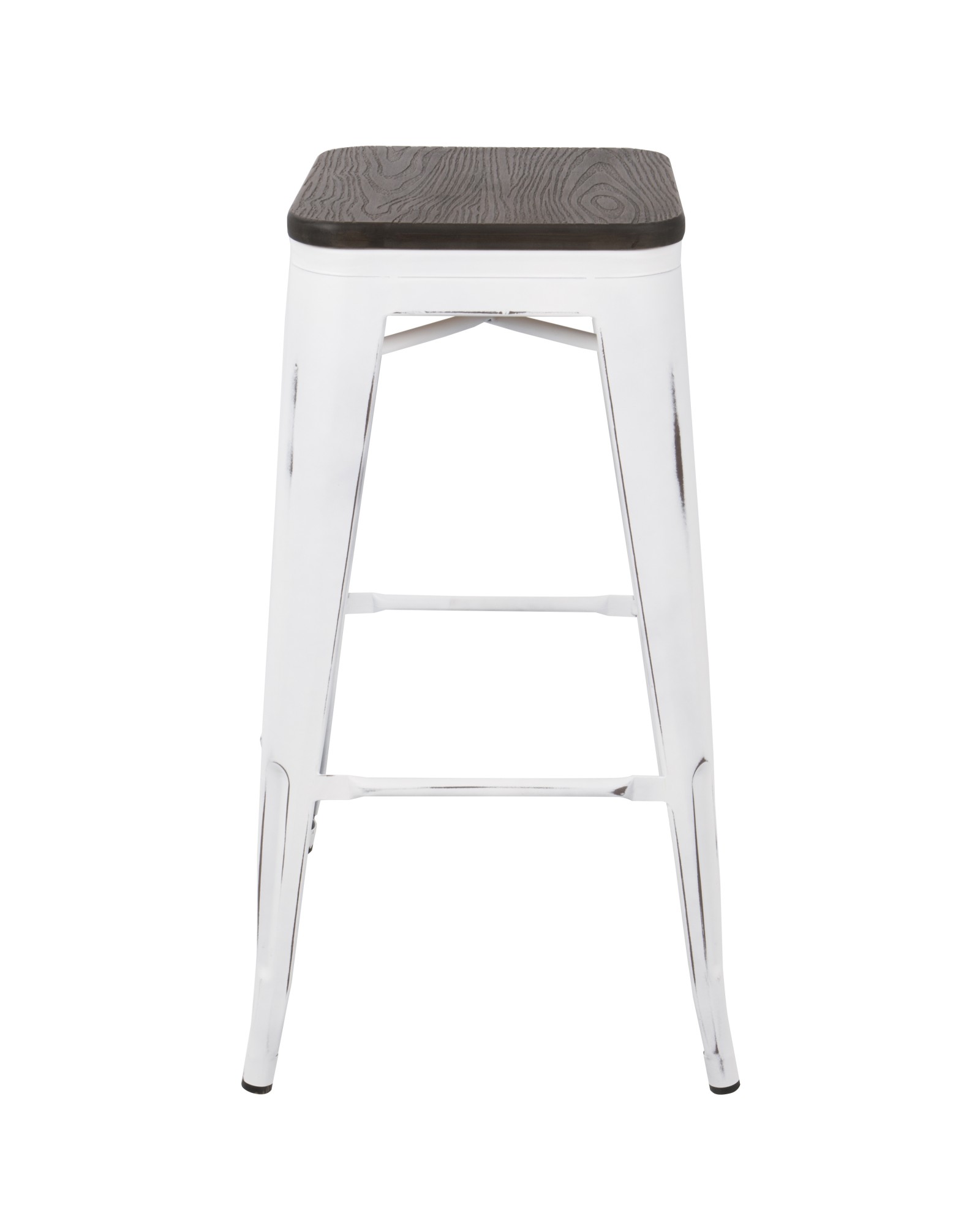 Oregon Industrial Stackable Barstool in Vintage White and Espresso - Set of 2