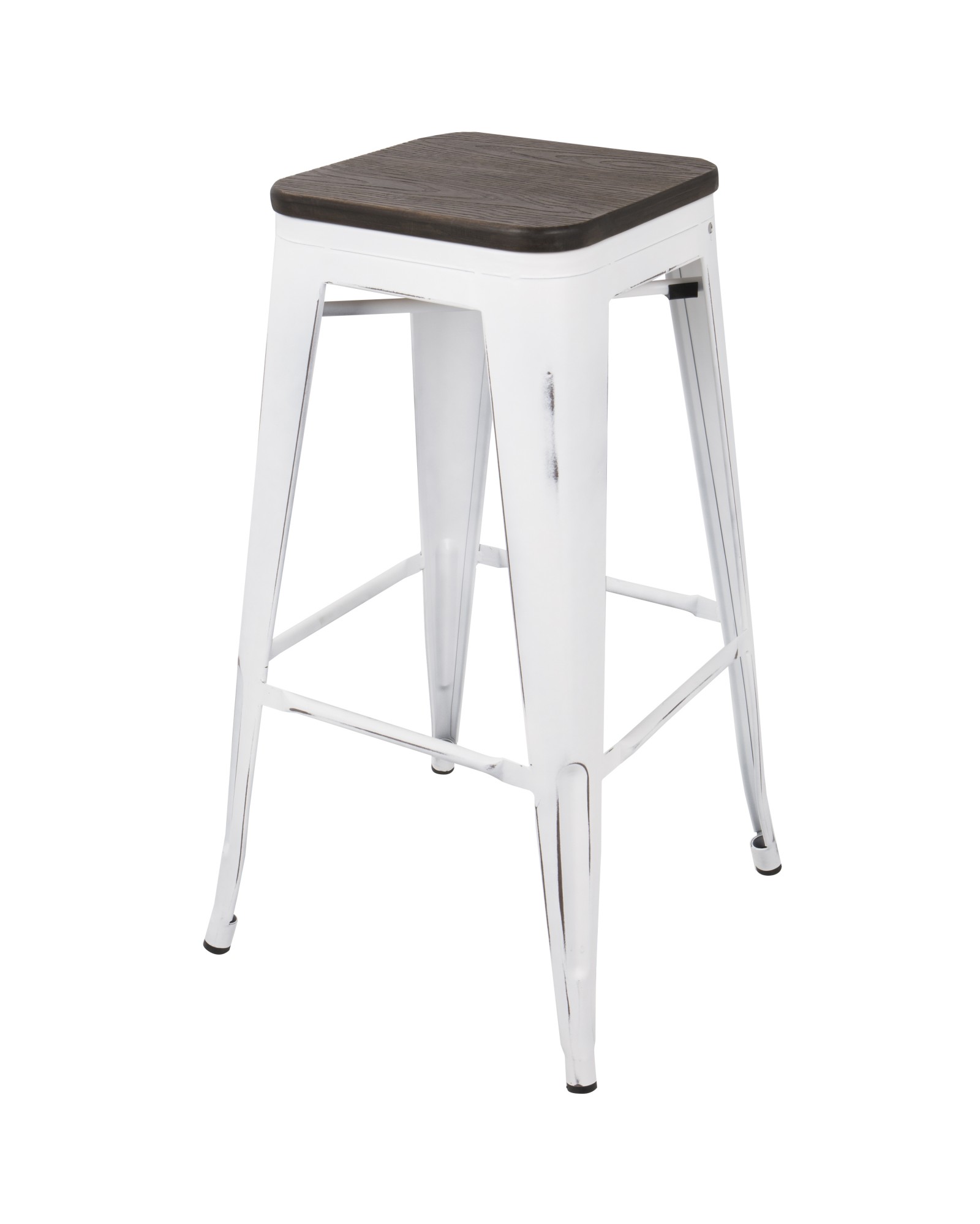 Oregon Industrial Stackable Barstool in Vintage White and Espresso - Set of 2