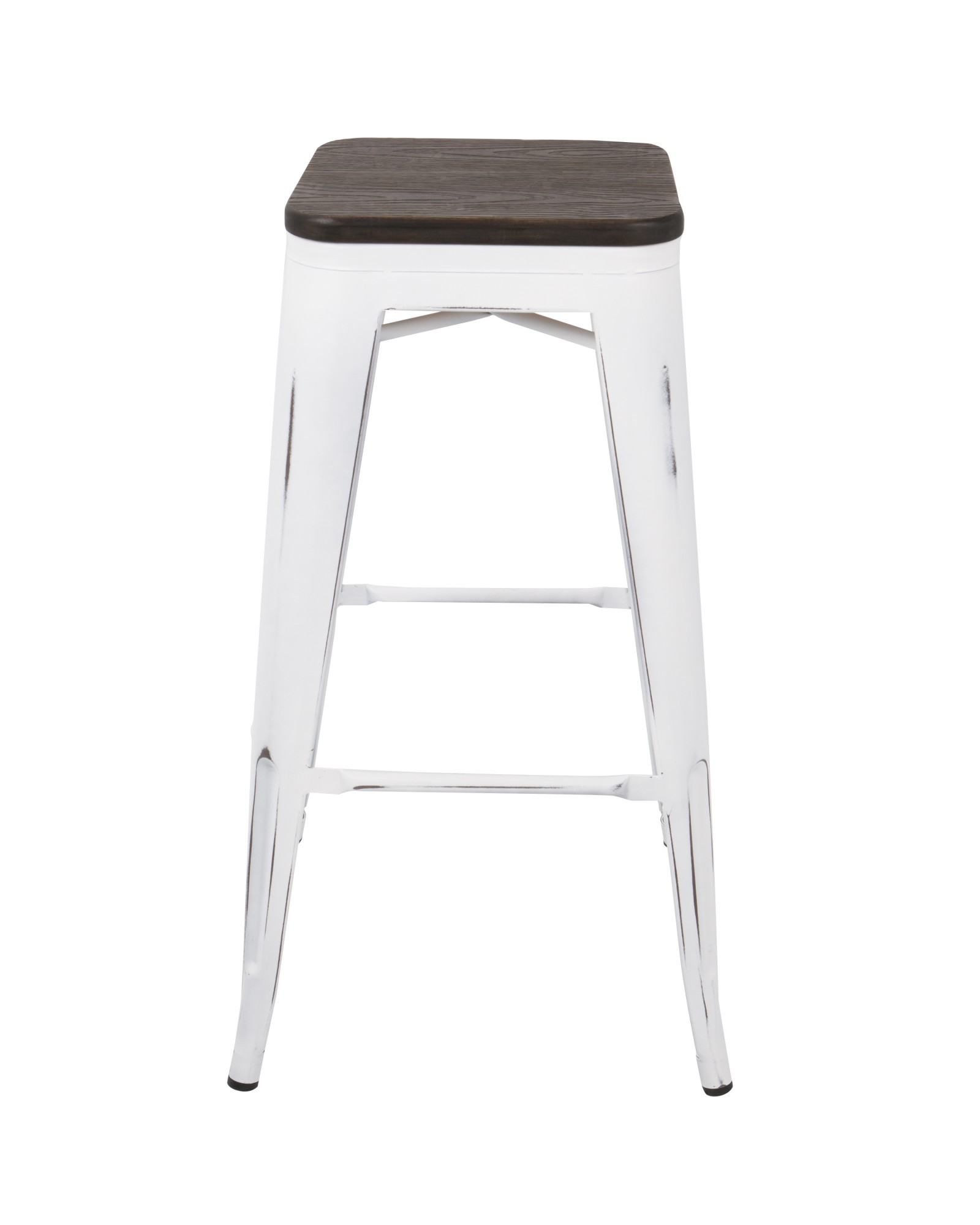 Oregon Industrial Stackable Barstool in Vintage White and Espresso - Set of 2