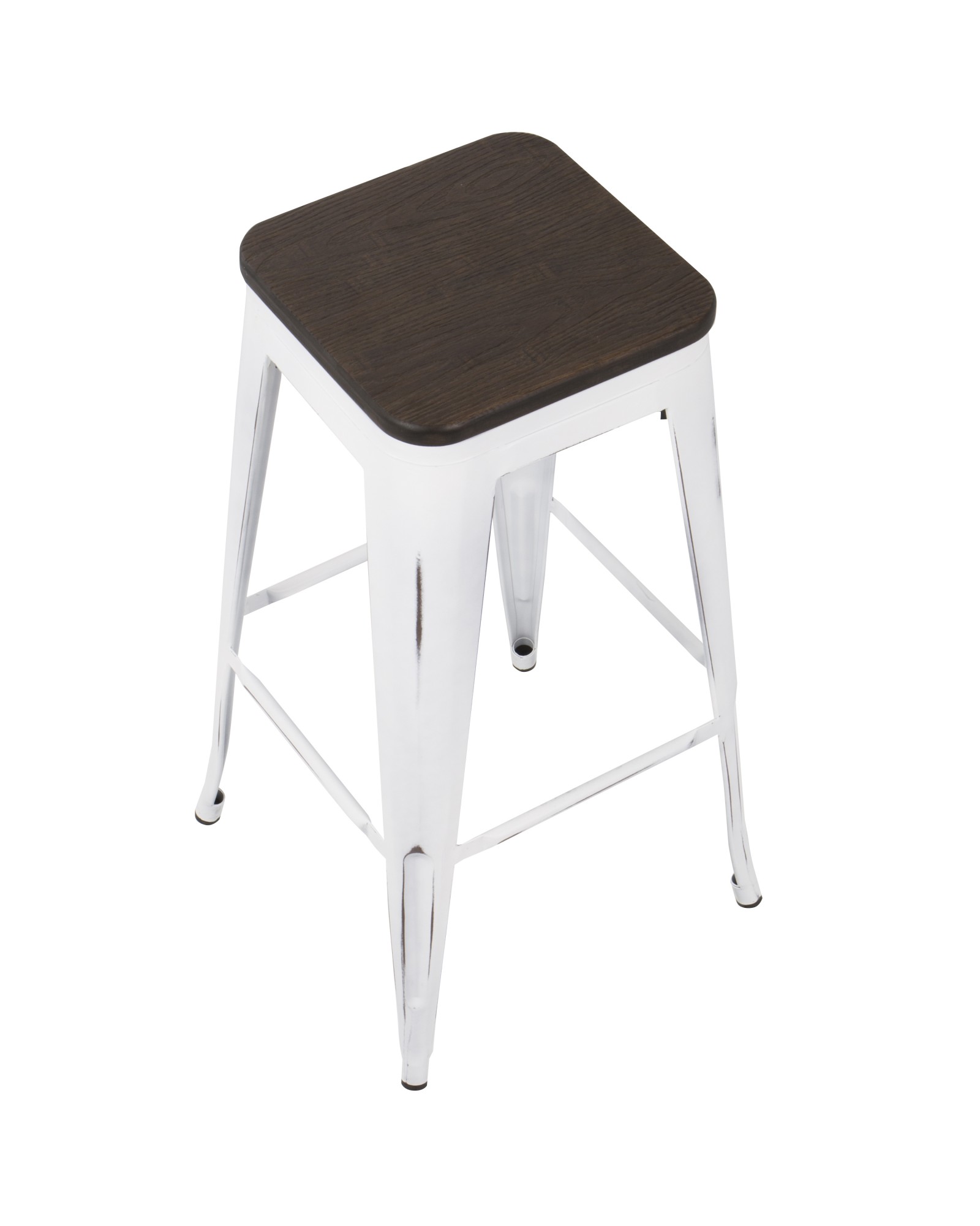 Oregon Industrial Stackable Barstool in Vintage White and Espresso - Set of 2