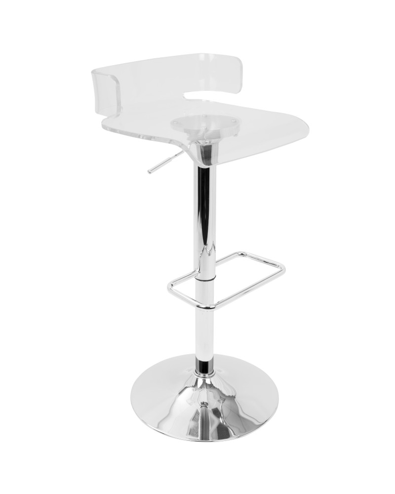 Pride Contemporary Adjustable Barstool in Clear Acrylic