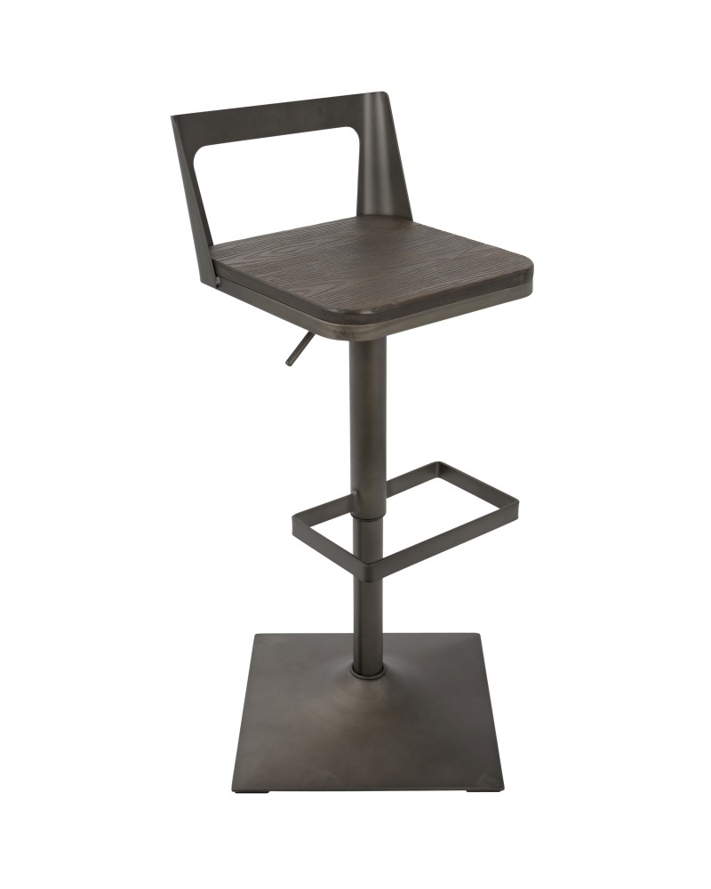 Samurai Industrial Adjustable Barstool in Antique and Espresso