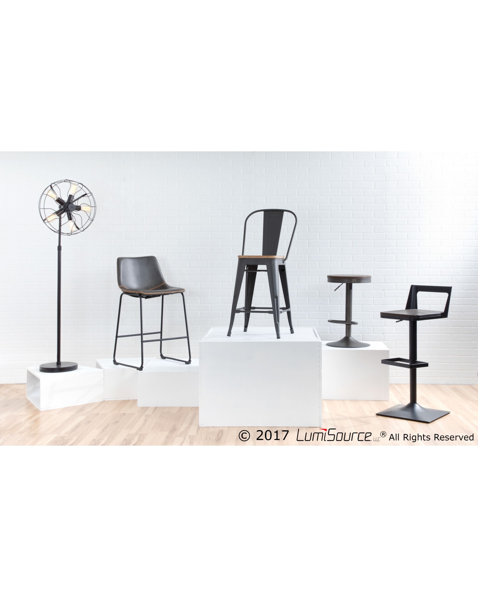 Samurai Industrial Adjustable Barstool in Black and Espresso