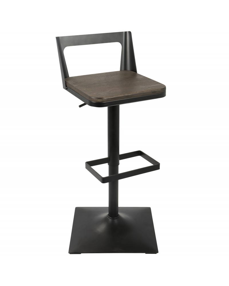 Samurai Industrial Adjustable Barstool in Black and Espresso