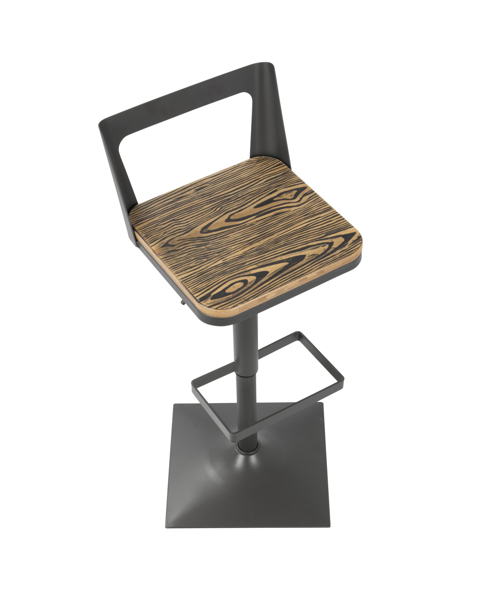 Samurai Industrial Adjustable Barstool in Grey and Brown