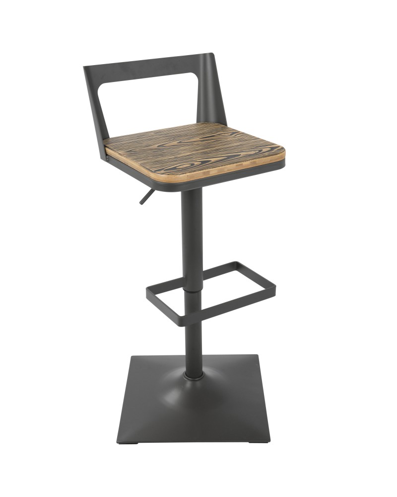 Samurai Industrial Adjustable Barstool in Grey and Brown