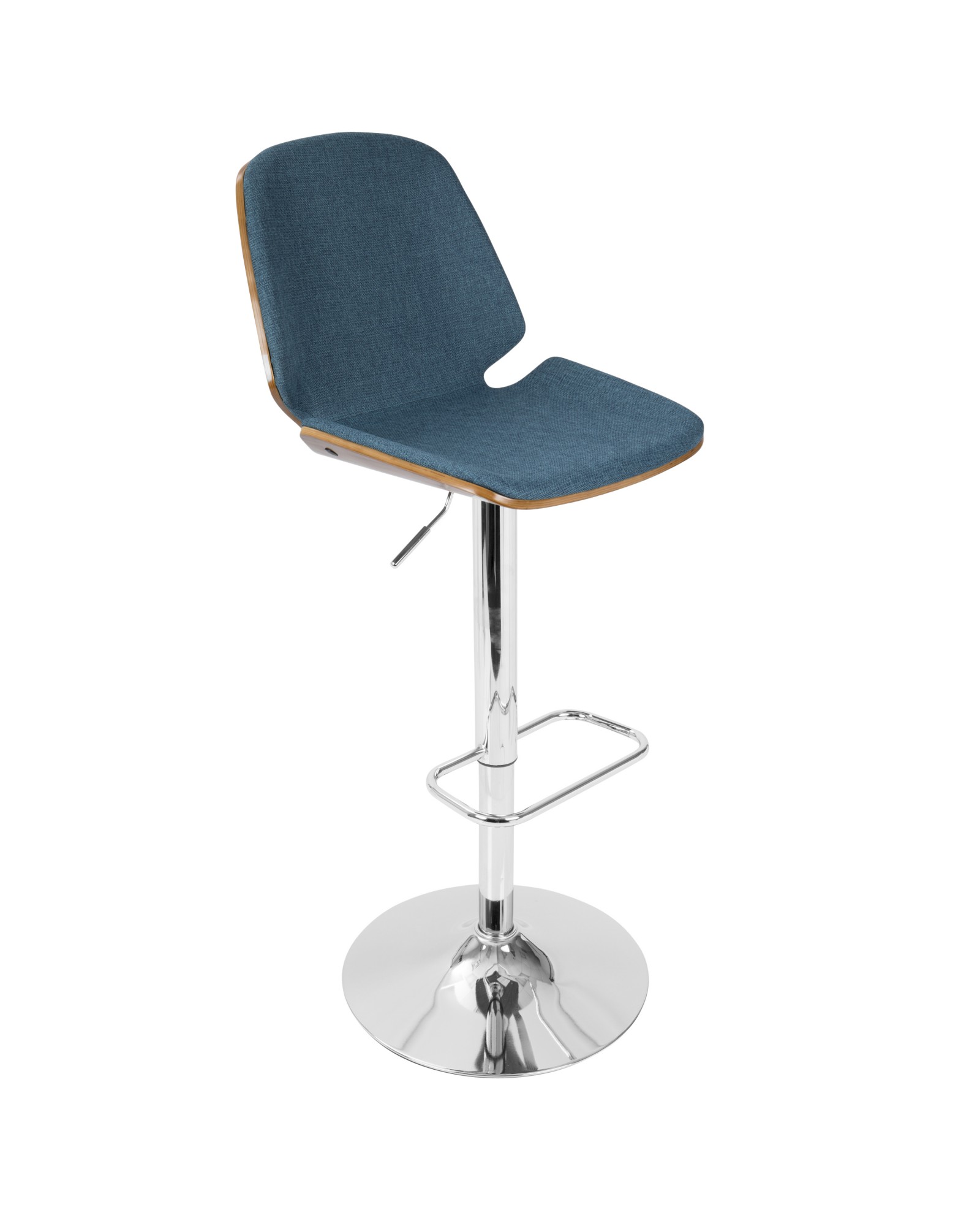 Serena Mid-Century Modern Barstool in Walnut and Blue